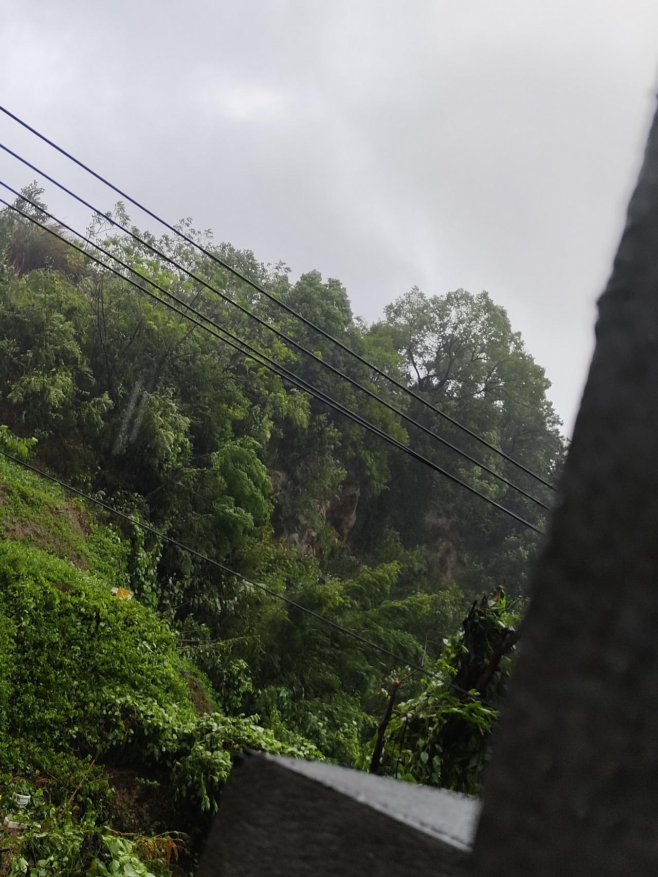 站在乐清出租房的阳台，我只轻轻推开玻璃窗一道窄窄的缝隙，不敢完全敞开。

台风巴