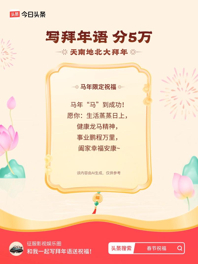 写拜年语送祝福新春拜年送祝福！我的祝福是：“马年“马”到成功！愿你：生活蒸蒸日上