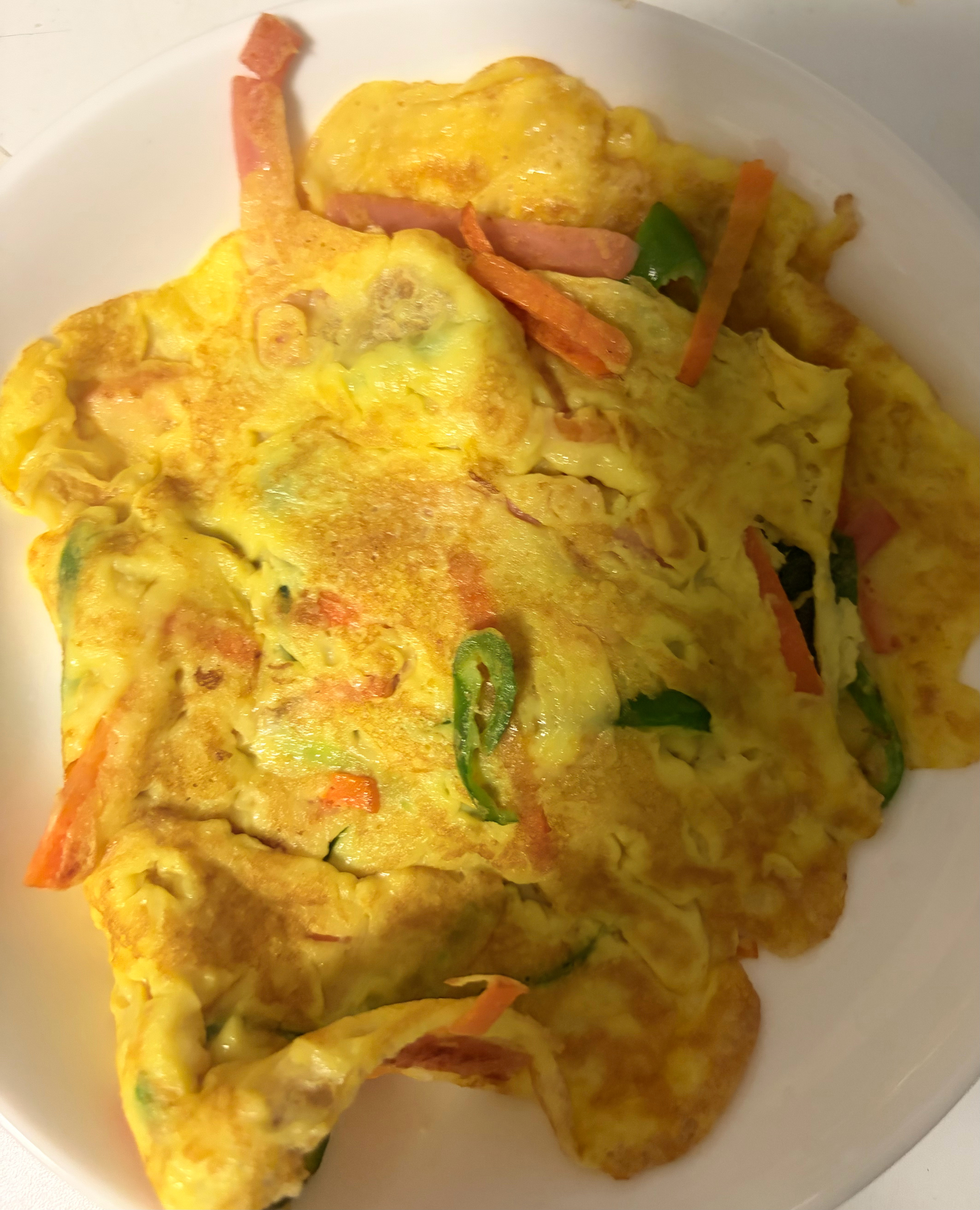 摊了两张鸡蛋饼 