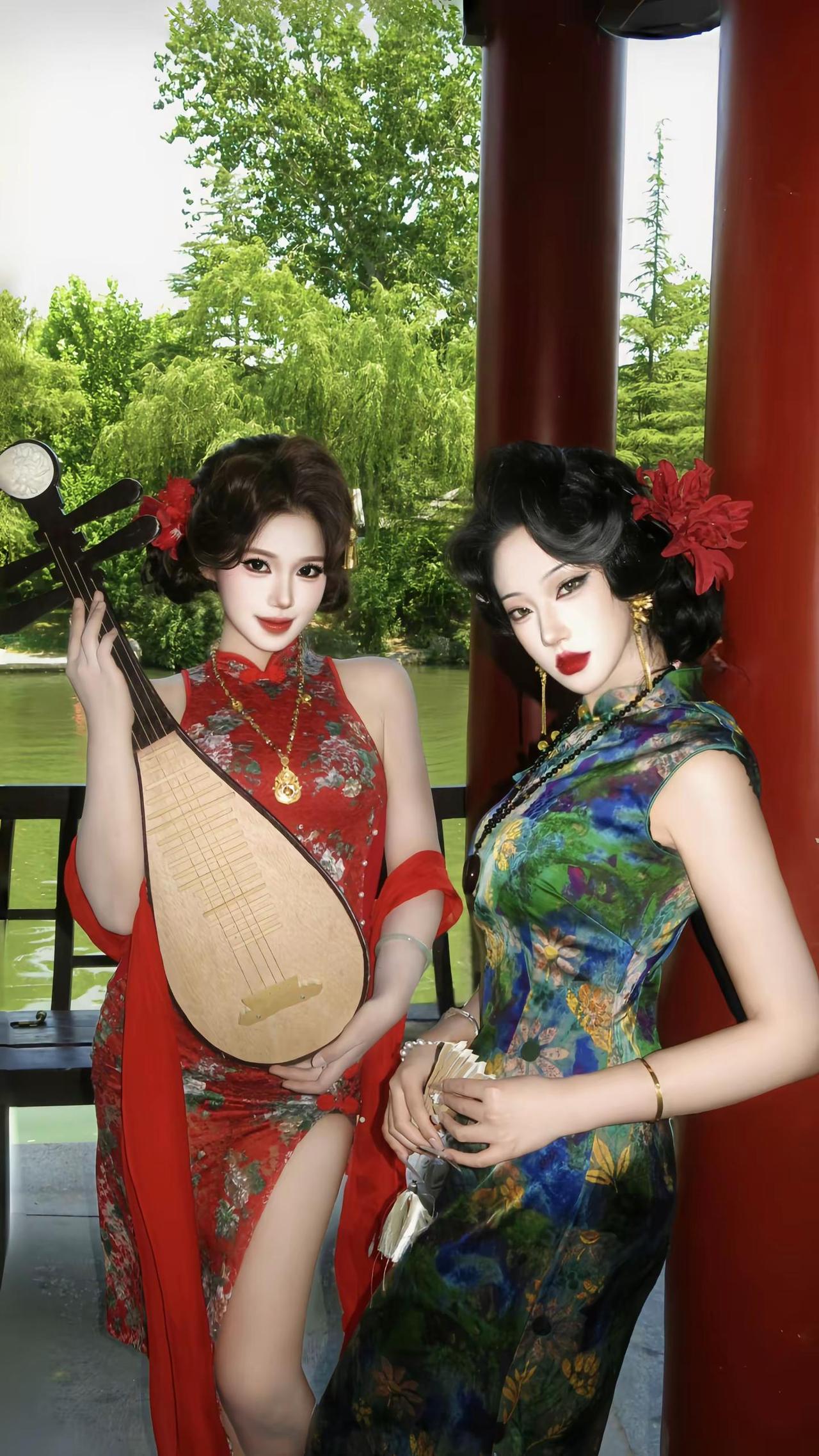 放心去吧 阿姐为你兜底旗袍闺蜜双生花旗袍妆造