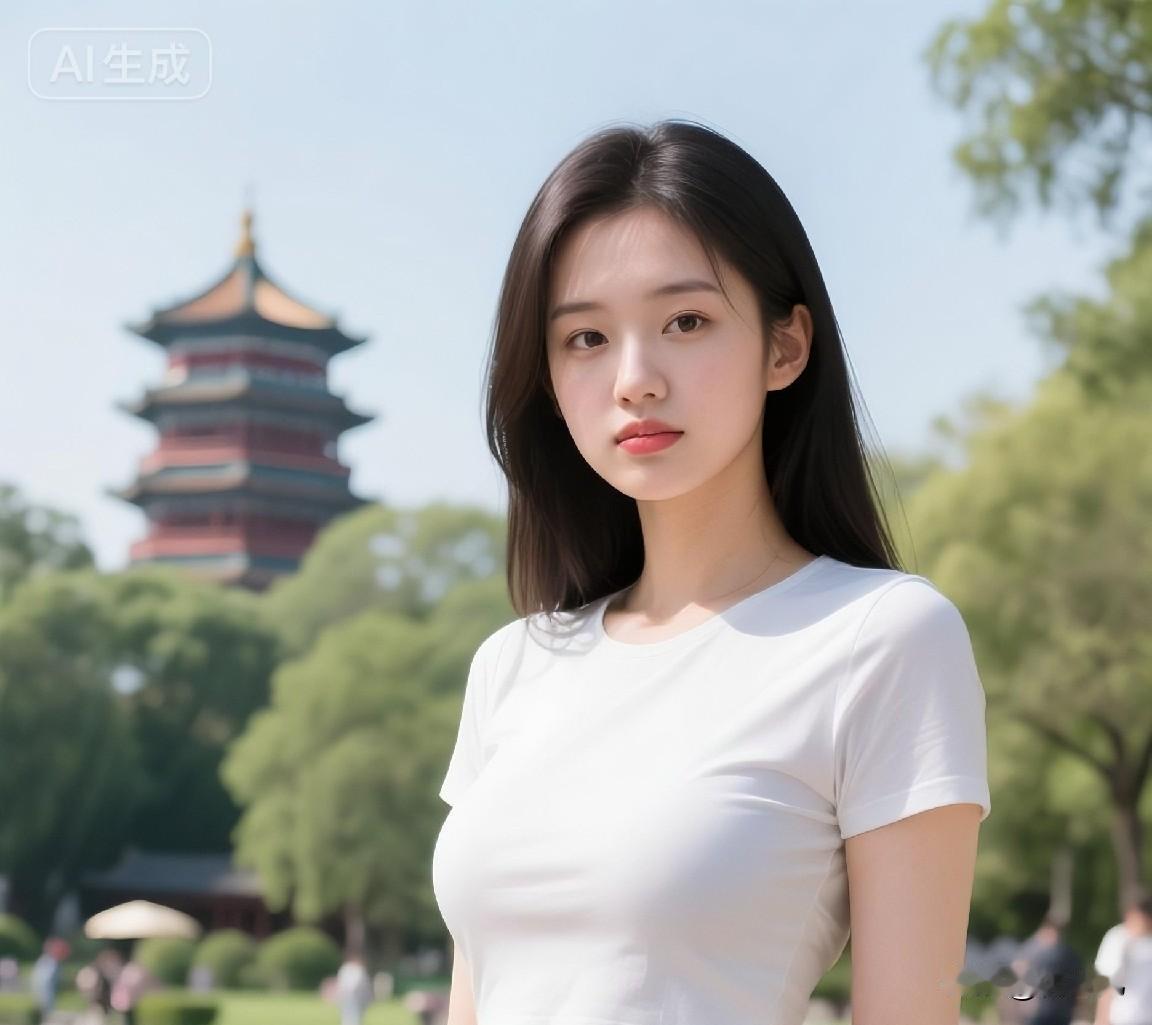 这位姑娘眉眼澄澈温婉，柔顺黑发自然垂落，清浅淡然的神情自带温柔氛围感。
利落白短