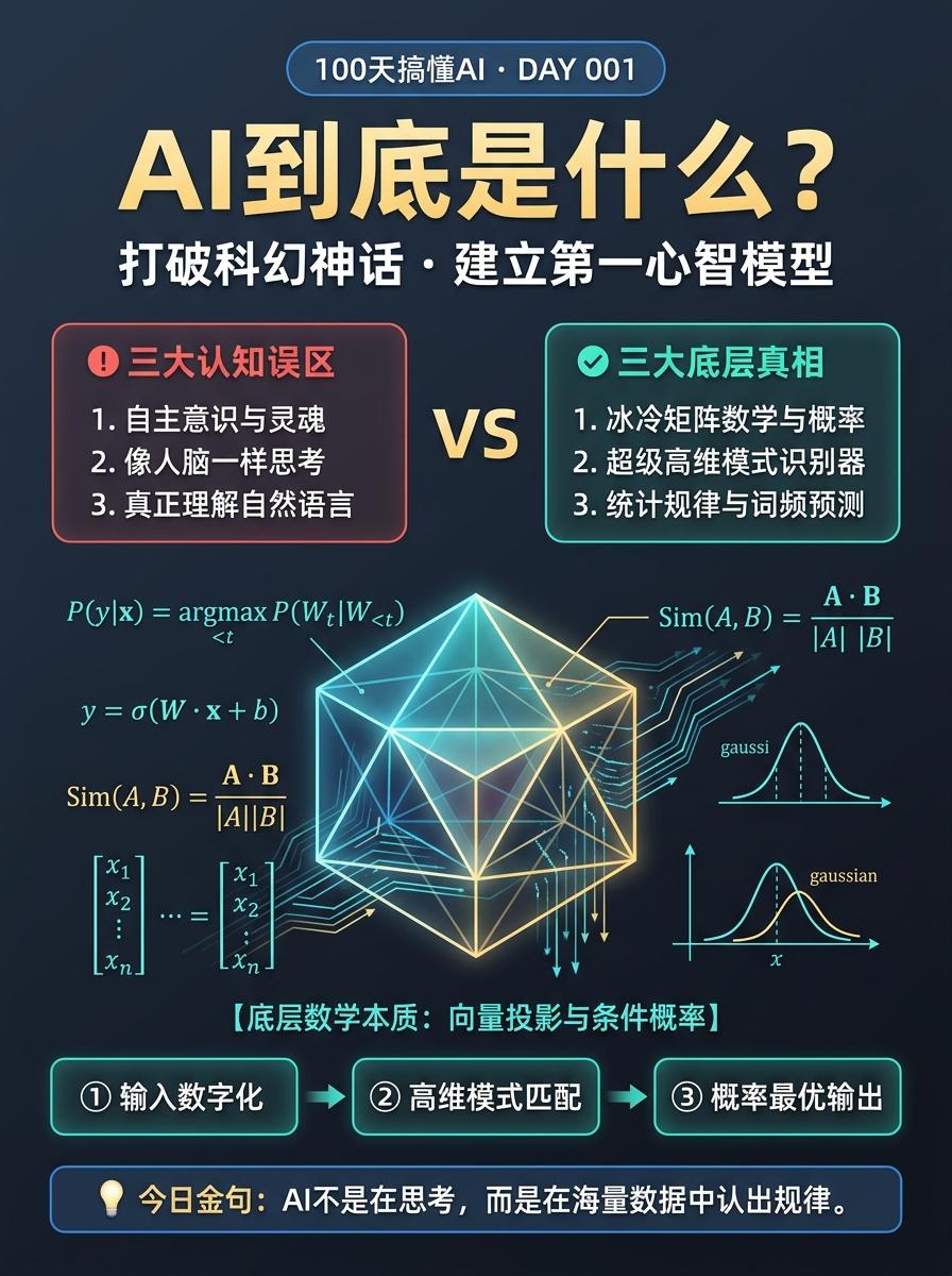 【100天搞懂AI · Day 001】别再被科幻电影骗了！一张图看清 AI 的