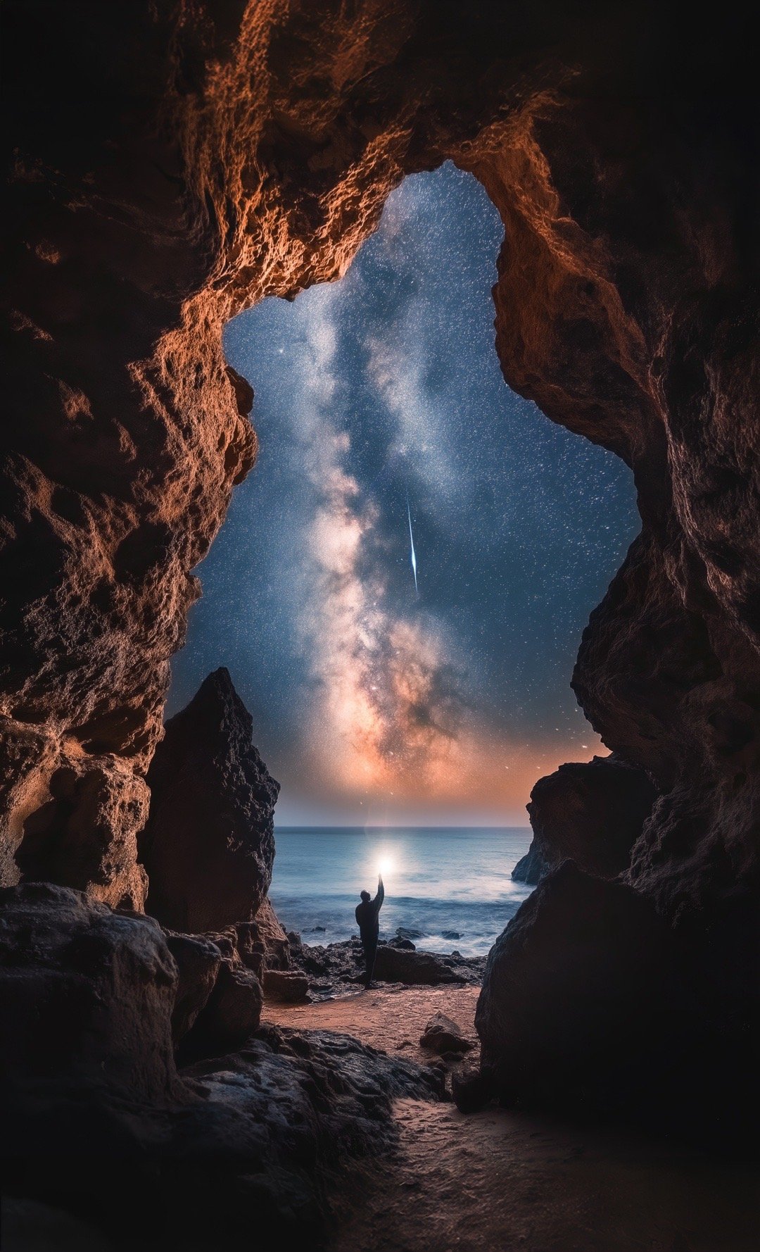 这张作手机壁纸太合适。星光不负赶路人。Midjourney +Photoshop