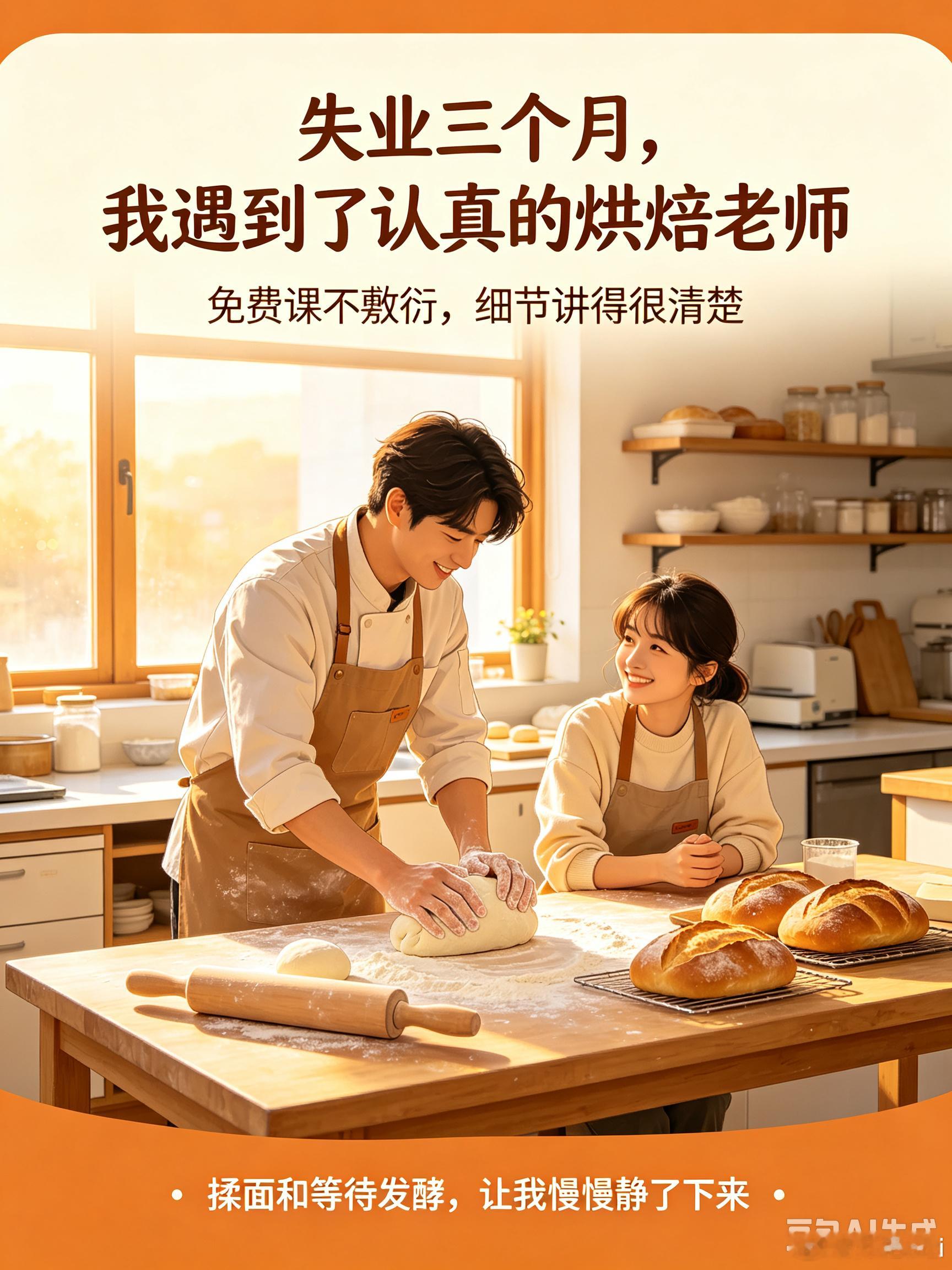 失业三个月免费烘焙课遇到认真老师情感热点创作激励计划失业三个月，偶然报名免费烘焙