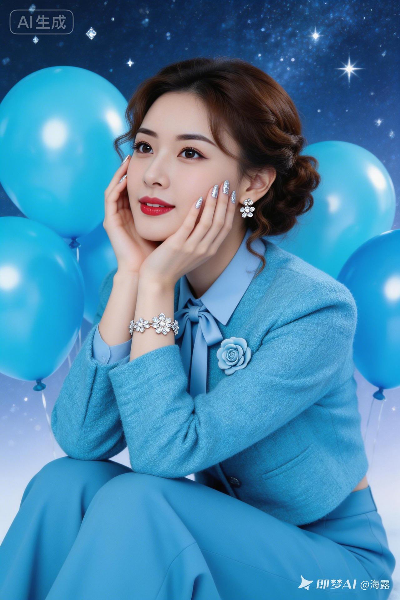 梦幻蓝调少女，星光闪耀的浪漫时刻！