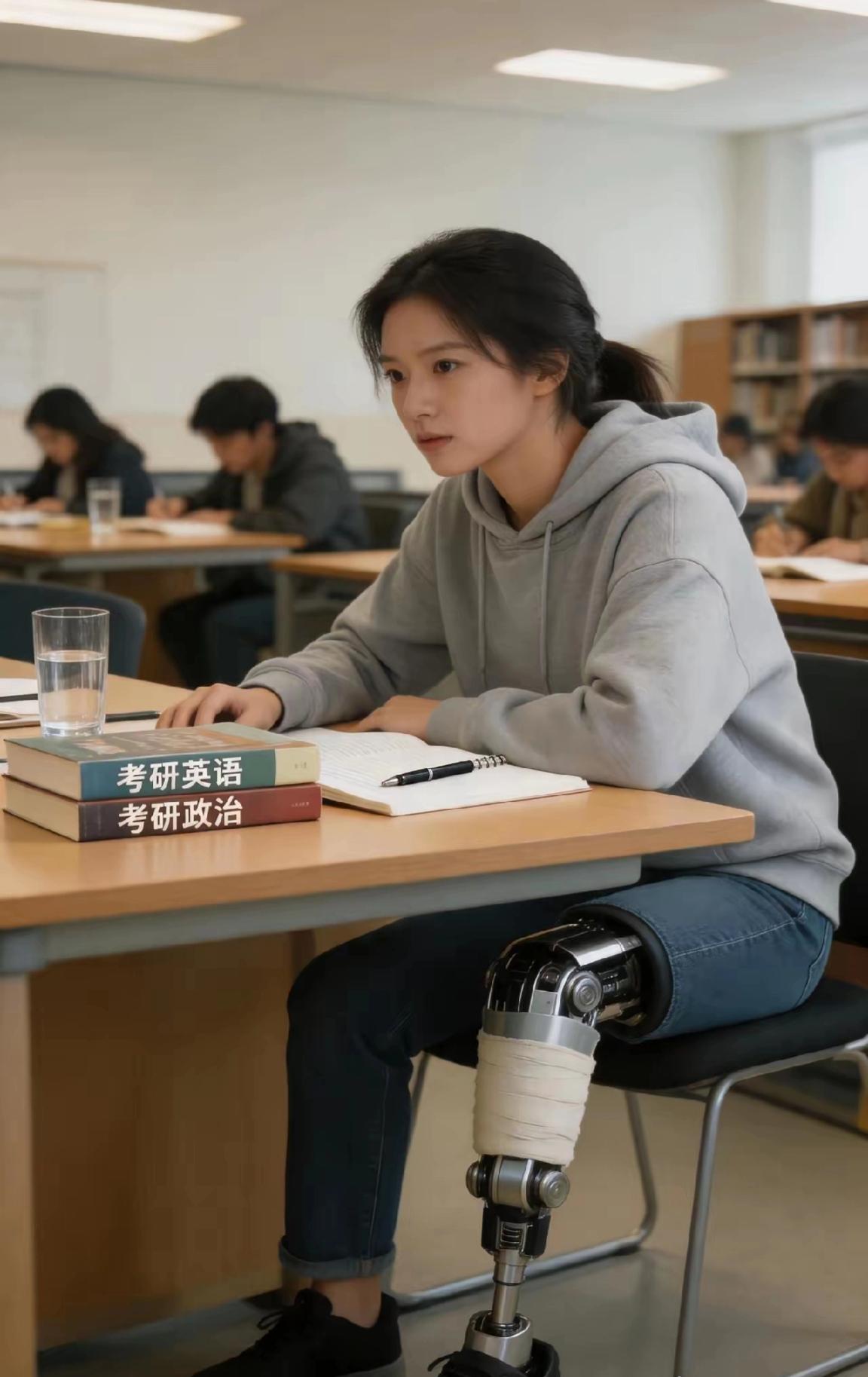 [月亮]6月7日，河南驻马店上蔡县18岁女孩秦小佩坐着轮椅走进高考考场。2025