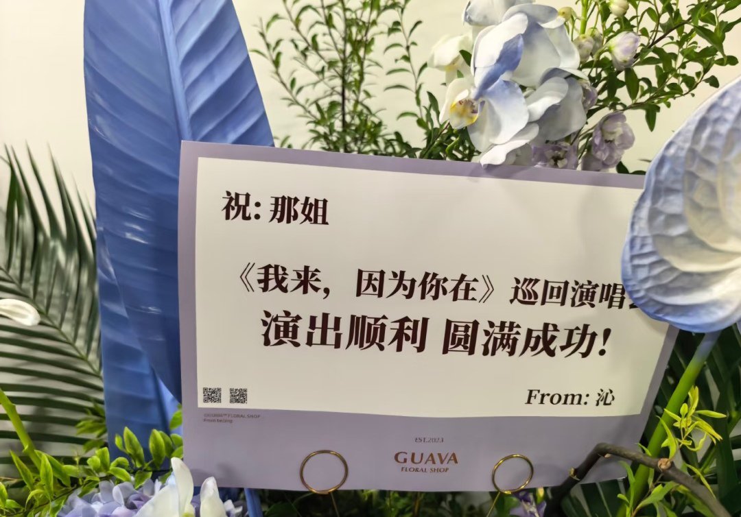 小李沁还给那姐送了单独花篮 那姐演出顺利