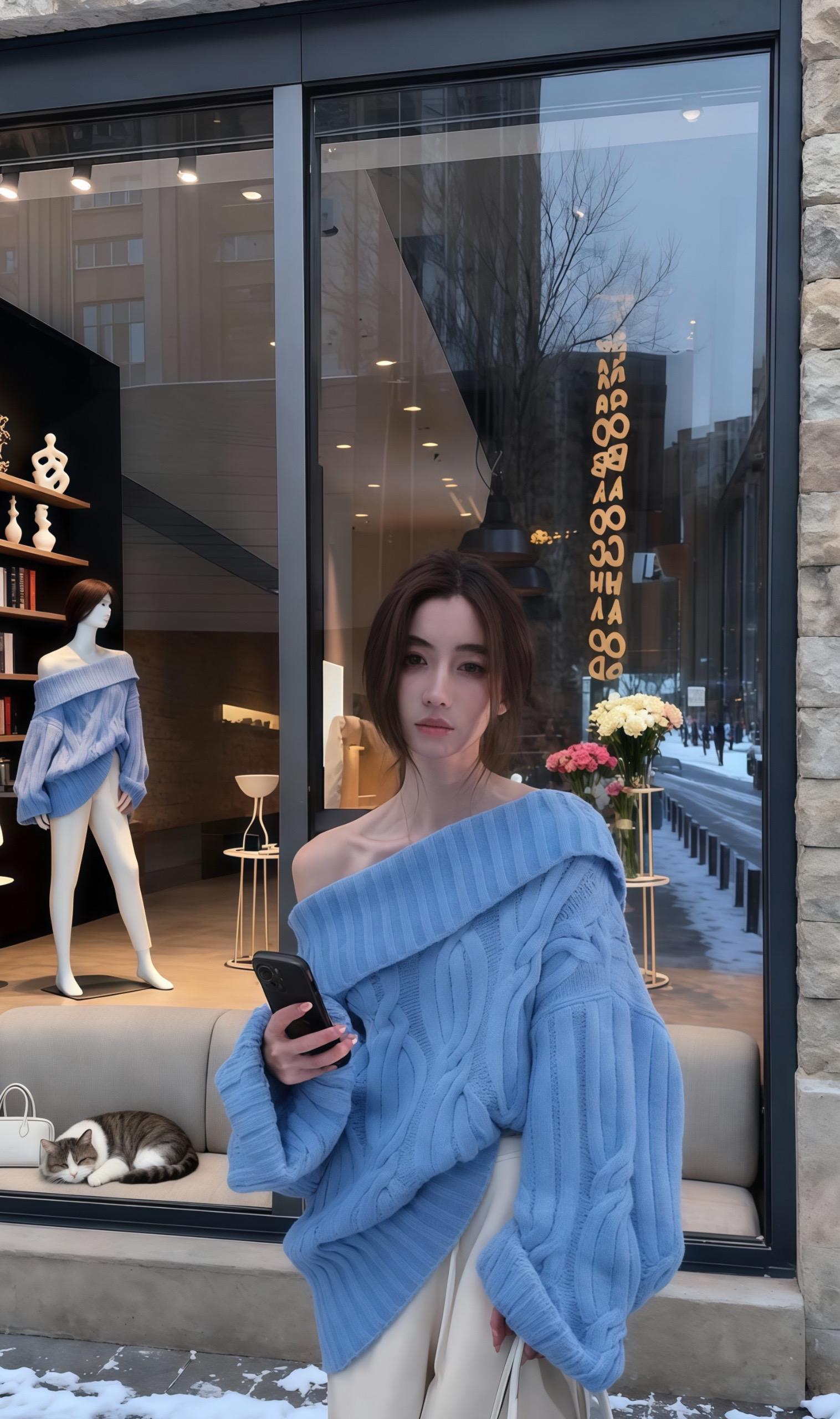 今日穿搭 温柔穿搭 减龄气质一字肩上衣 秋冬搭配