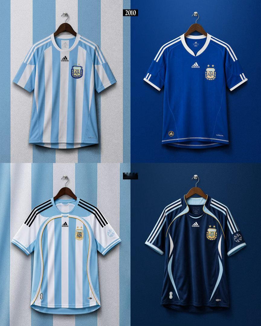 👕阿根廷国家队 在历届世界杯上的主客场球衣。🇦🇷你最喜欢的？1___、2_