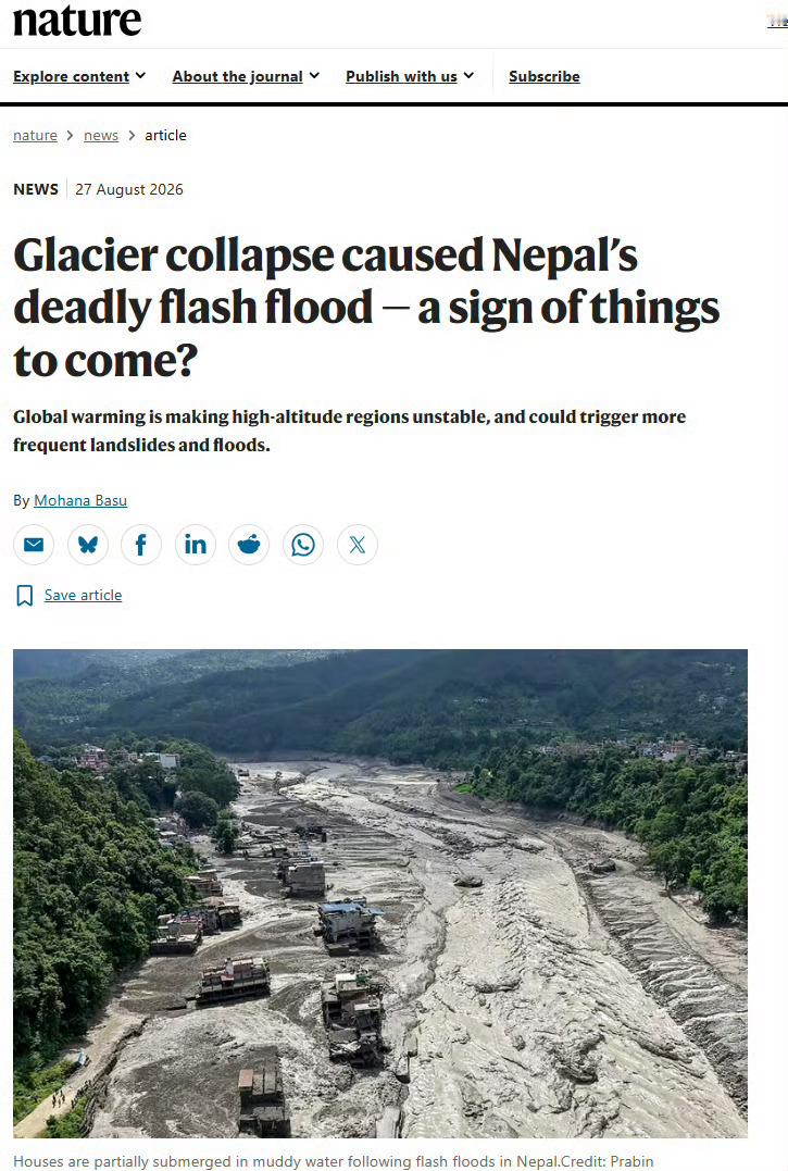 吉隆泥石流灾害原因查明跟Nature在8月27日发的结论一致，只是更加细化了：¹