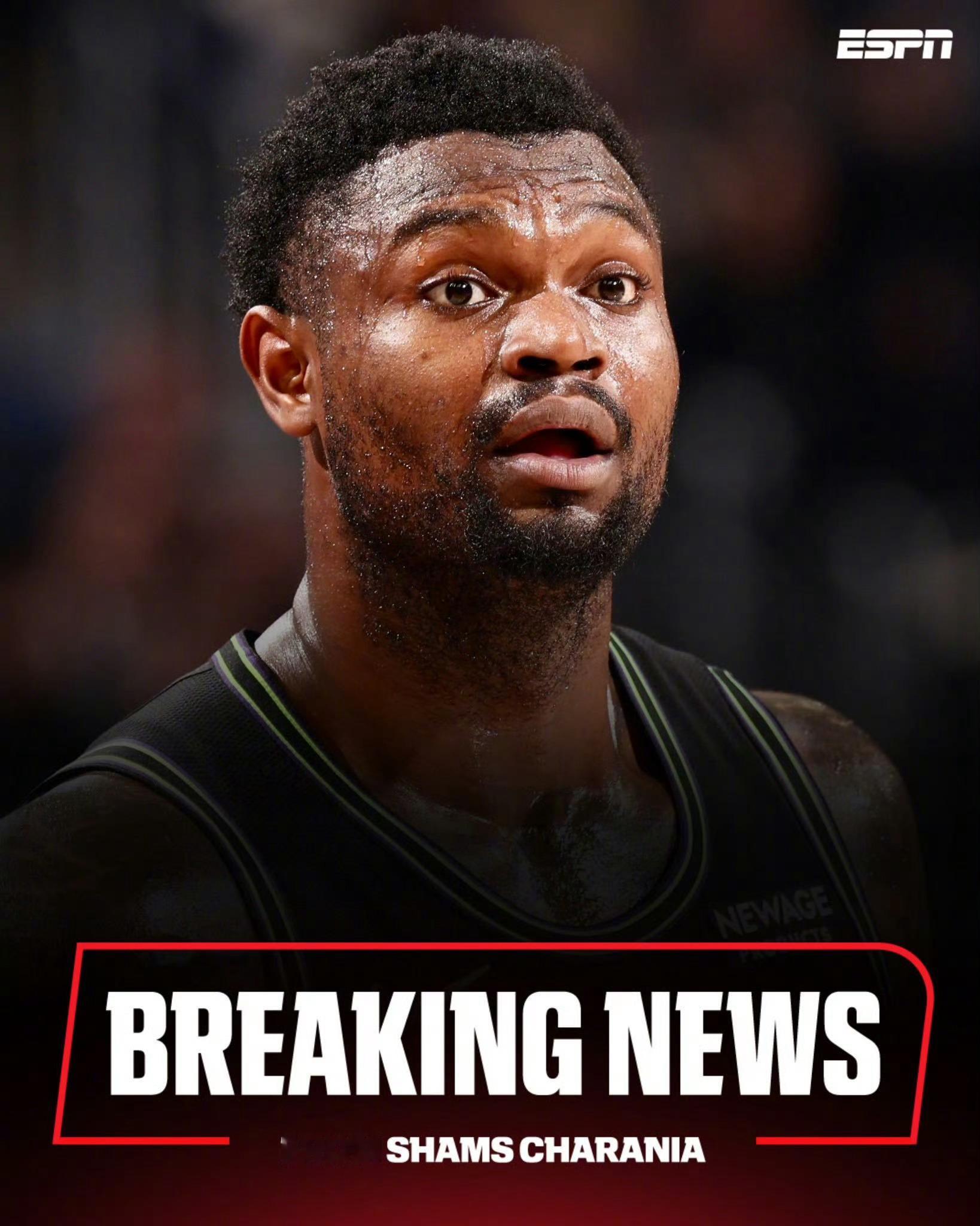 锡安又双叒叕受伤了 据Shams报道：鹈鹕球星锡安·威廉森遭遇右内收肌拉伤，他将