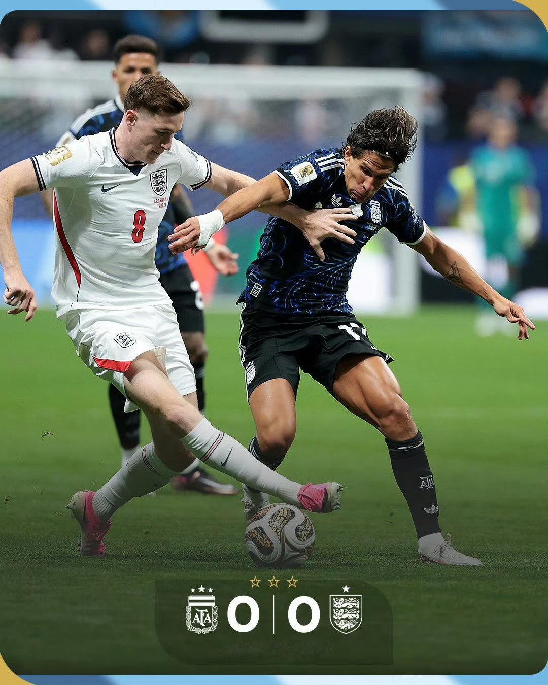 上半场结束，双方踢成0-0下半场阿根廷加油英格兰vs阿根廷