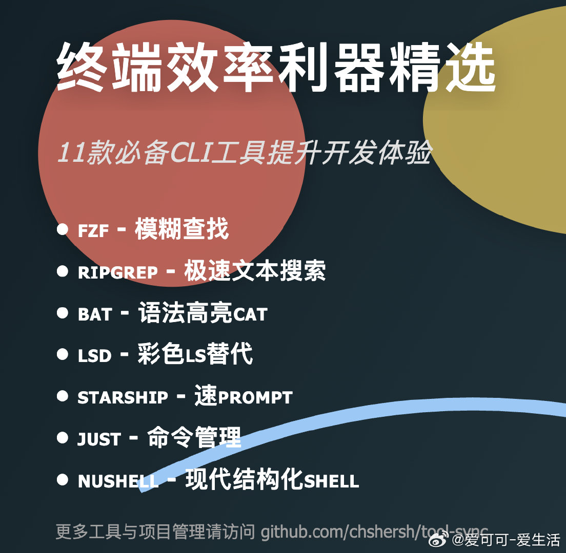 终端效率提升利器盘点，适合追求极致CLI体验的你：• 🔍 fzf：模糊查找神器