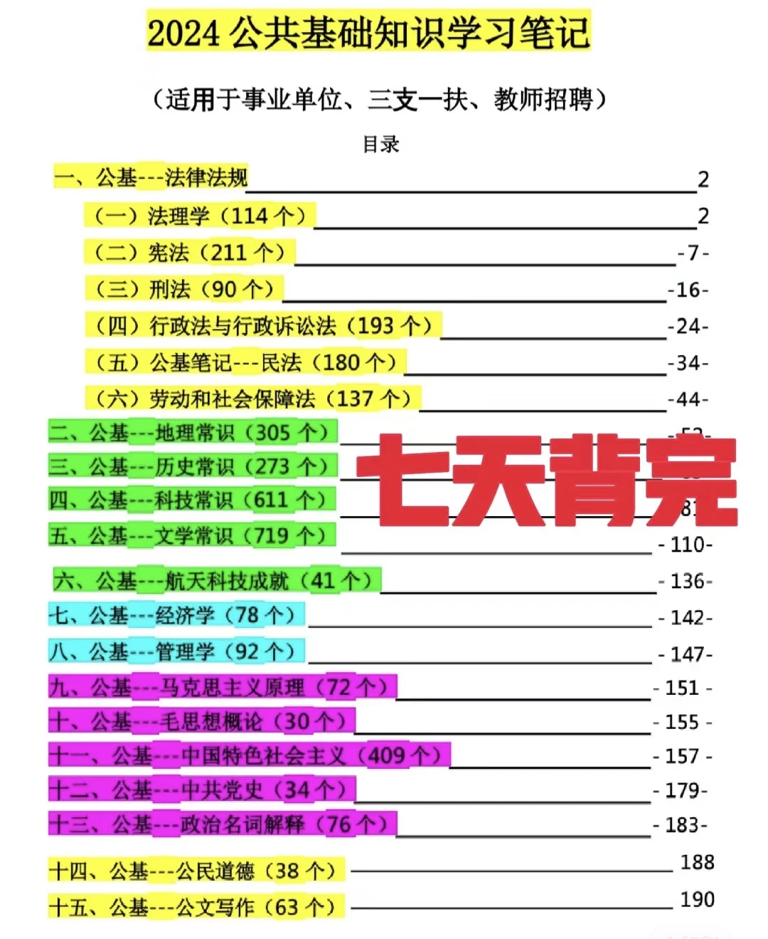 各类公基笔记三色版整理|答应我记下来吧🌹