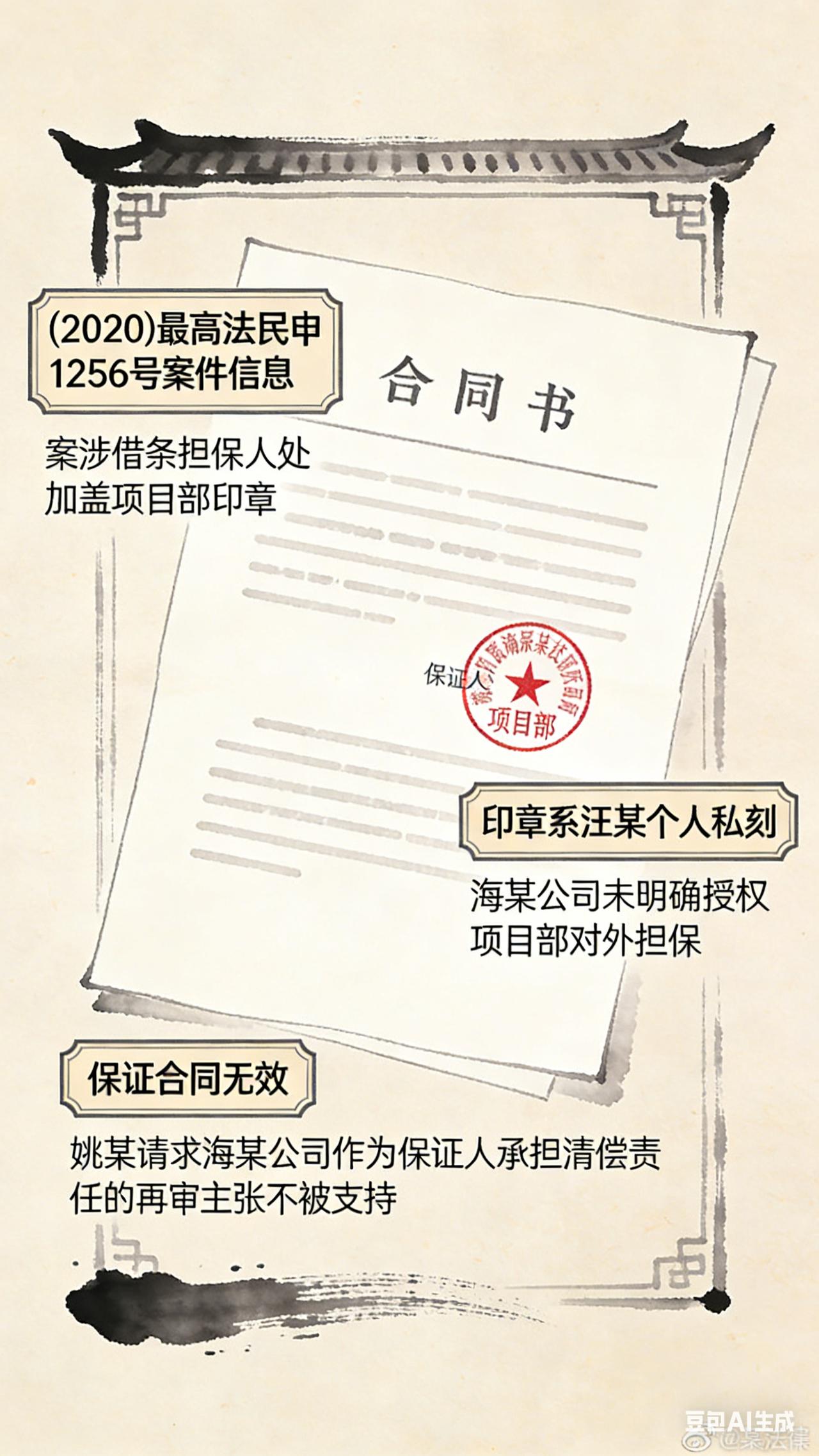 合同书担保人处加盖了建设企业项目部印章，建设企业是否承担担保责任。
(2020)