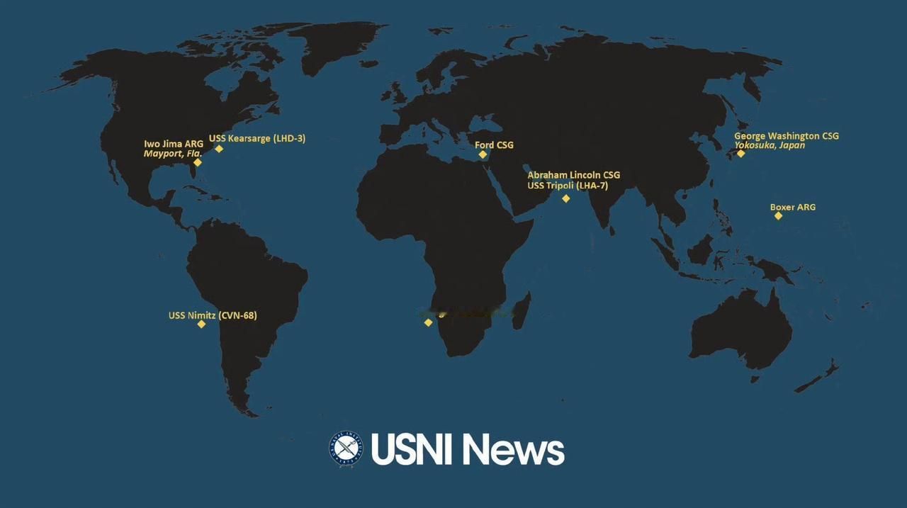 说一下美军在海上的兵力调动，福特号通过了苏伊士运河进入红海，布什号绕过了好望角，