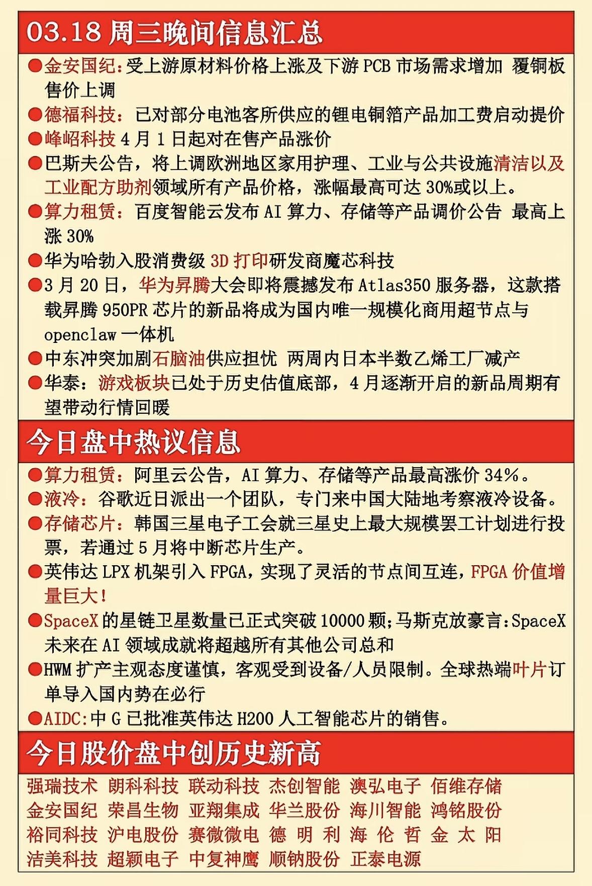 3月18日晚间新闻消息汇总

原材料涨价潮来袭！覆铜板、锂电铜箔、3D打印、算力