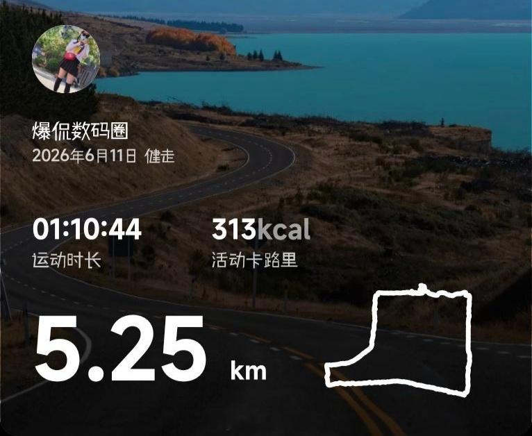 饭后健走1小时10分44秒，运动距离5.25公里2026年坚持运动打卡第27天，