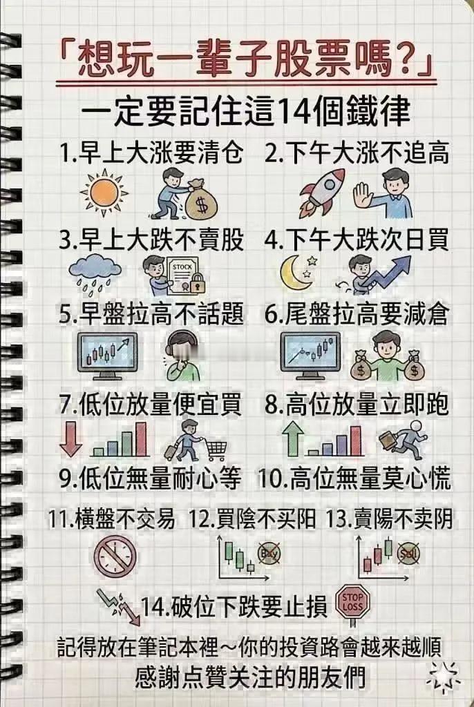 玩股票，记住14个铁律。 