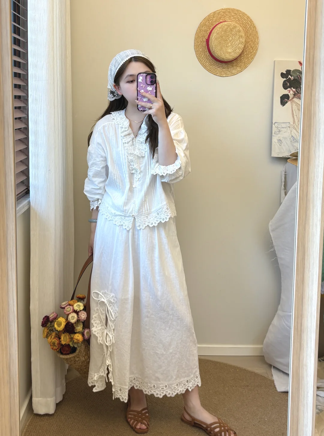 👒一身白的棉麻套装 森女系少女～