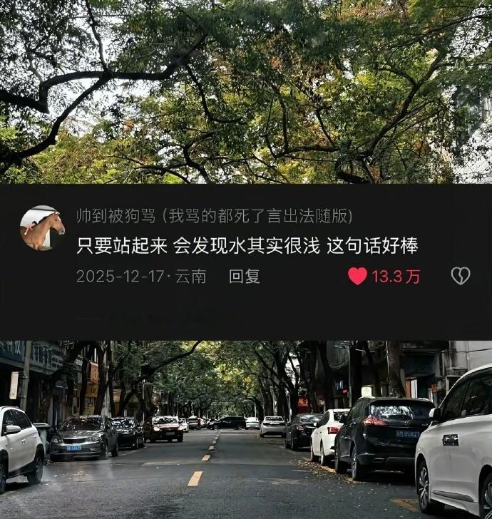“只要站起来会发现水其实很浅”，这句话真的太有力量了 ！ 