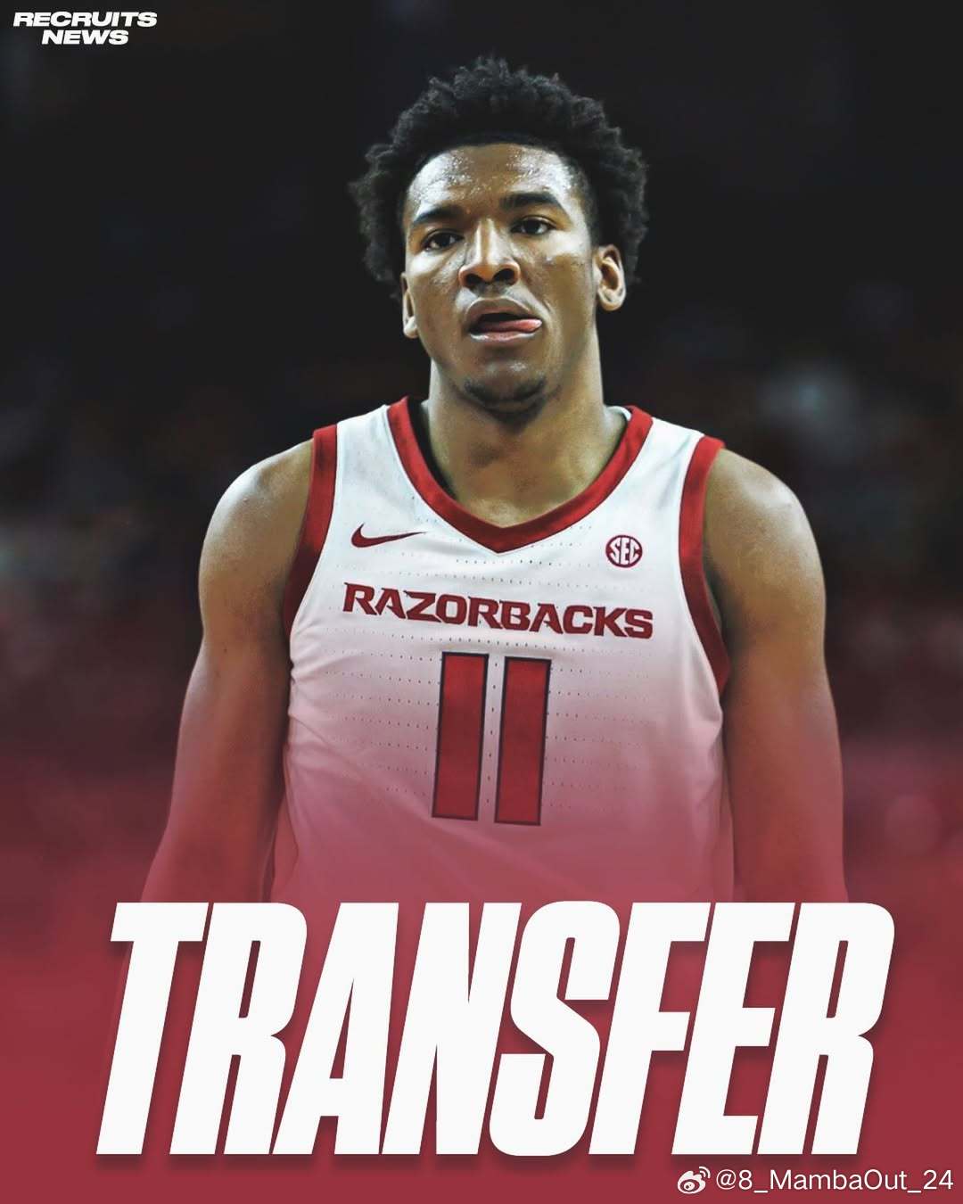 阿肯色大学后卫卡特·诺克斯(Karter Knox)将进入转学窗口这位身高6尺6