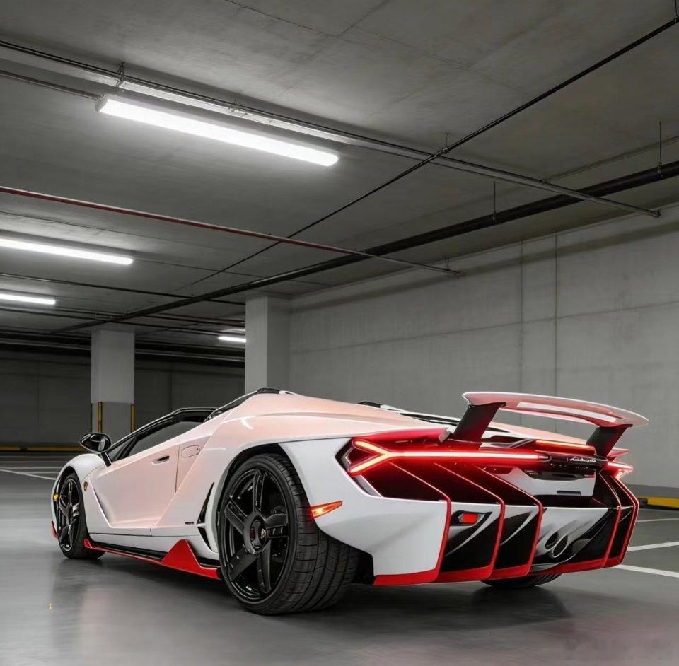 粉白配色的超跑，谁不爱？谁能拒绝一台在地下车库里发光的超跑啊😭- 主色是高级哑