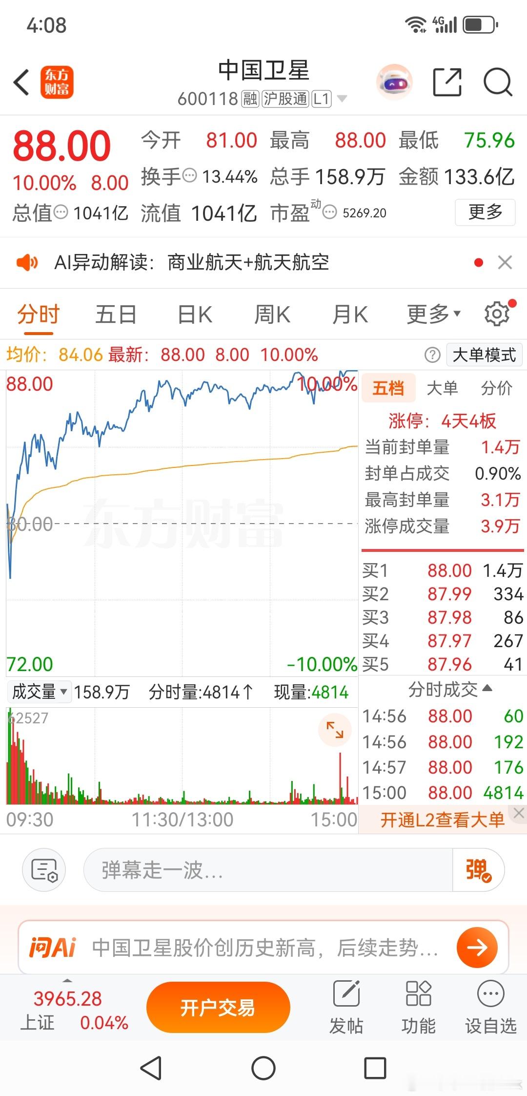 中国卫星，预留逃生的时间已经不多了周末的时候，我们已经反复论证了，中国的商业航空