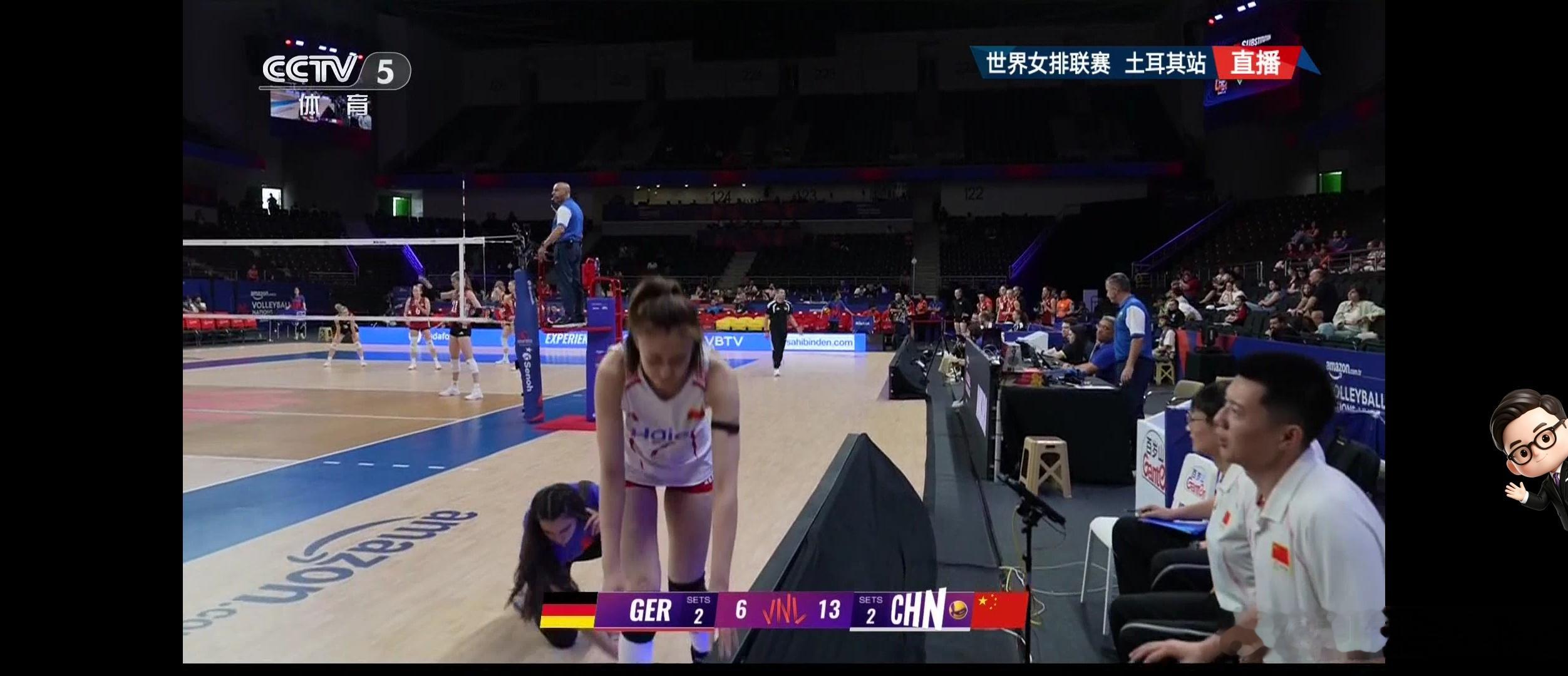 王媛媛不要有大碍，下场了。中国女排vs德国女排2026世界女排联赛