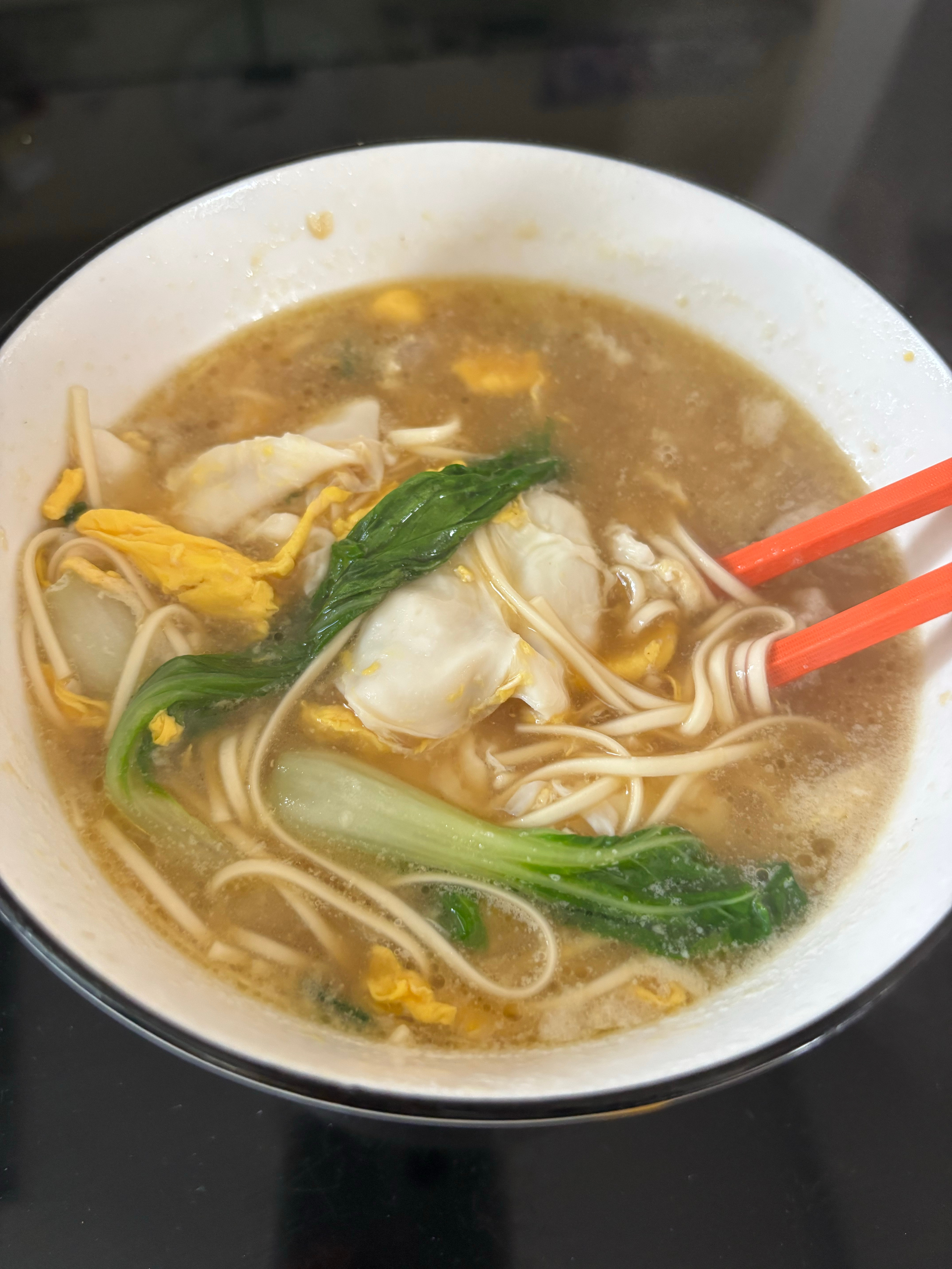今早清淡点～鸡蛋肉片汤面🍜 