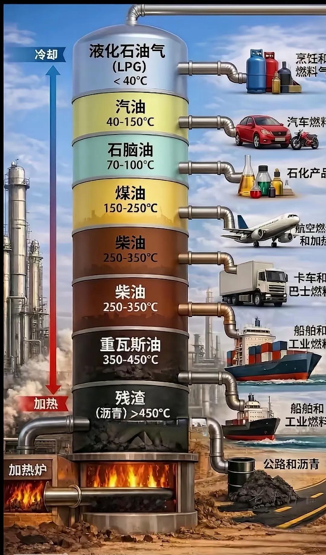 难怪说油价上涨，会引起全球通货膨胀。

原来石油的用途这么广泛，除了汽油，柴油，