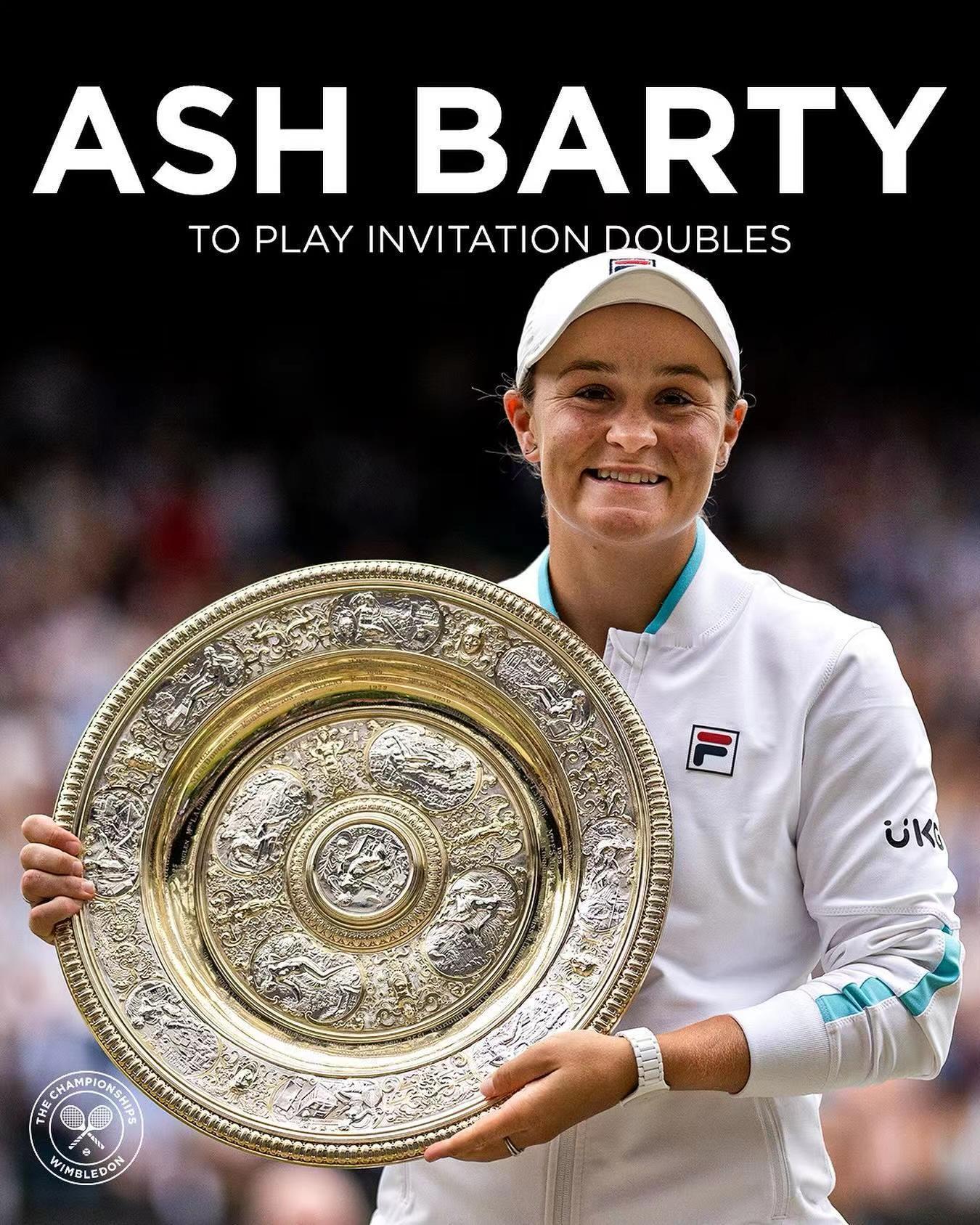 阿什莉欢迎回到温布尔登🌱2021年赛会女单冠军巴蒂将在今年重返全英俱乐部，出战