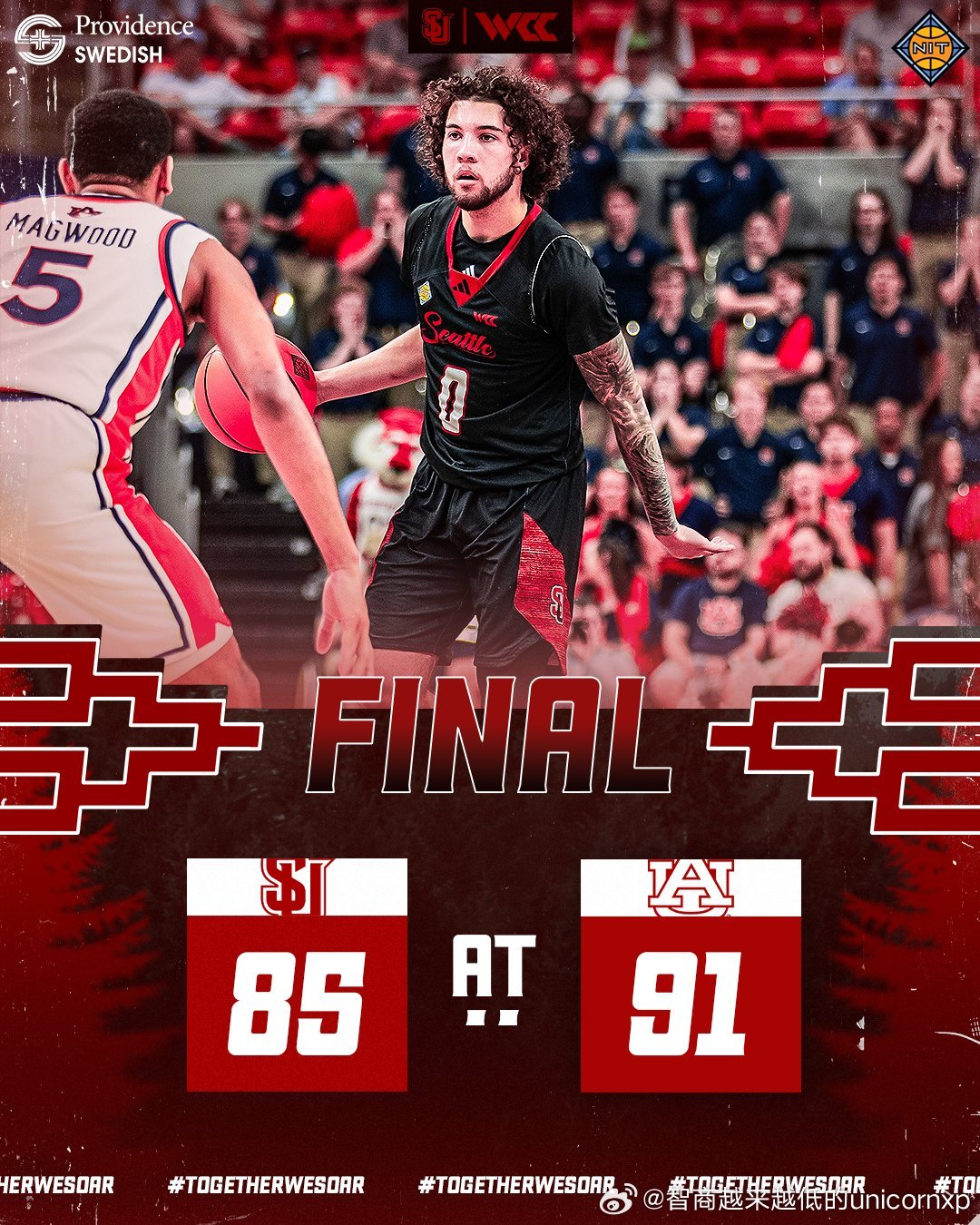 西雅图85比91奥本止步NIT锦标赛第二轮，淡厚然出场12分钟得到5分1助淡厚然