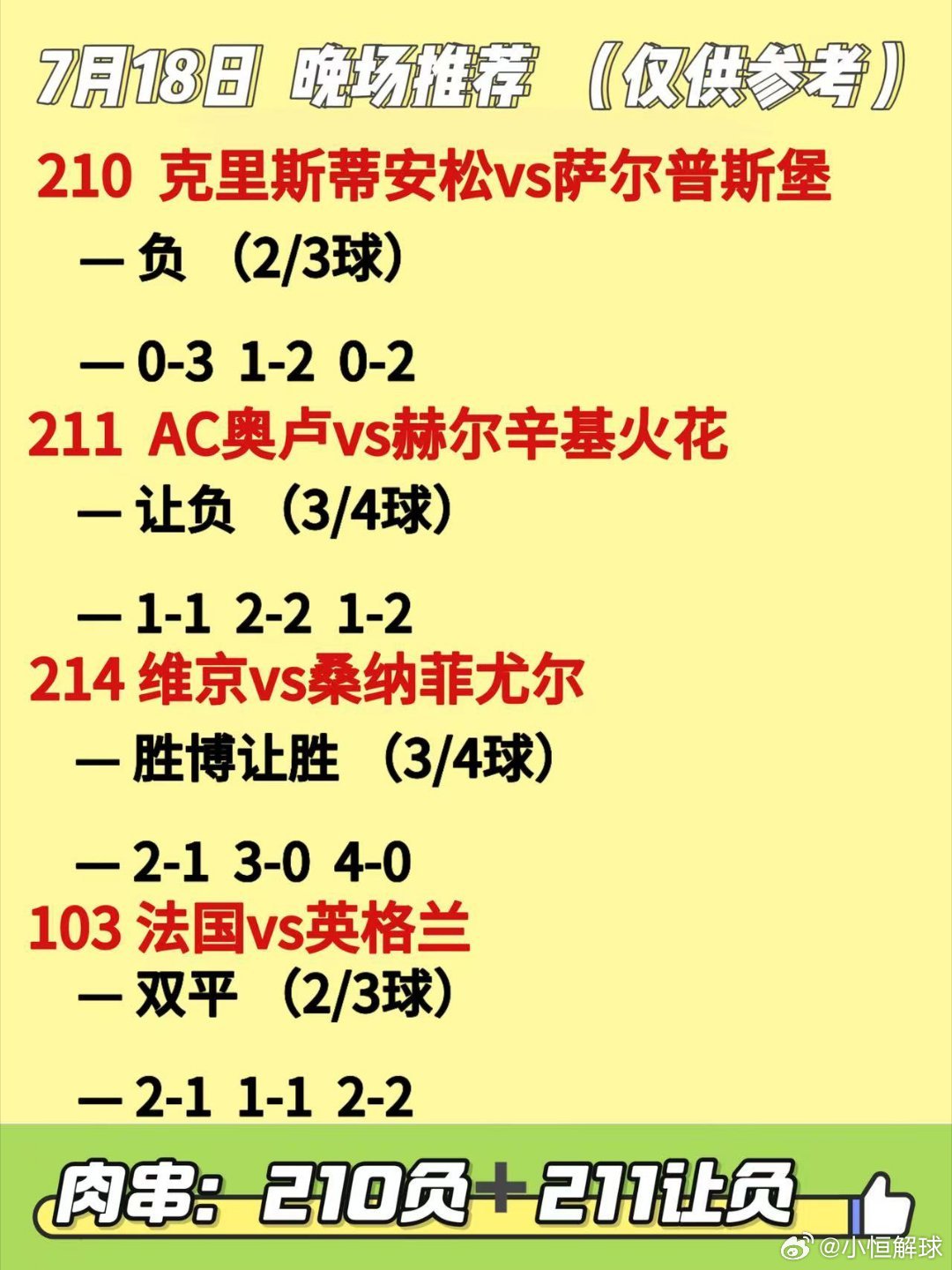 天晴雨停，彩虹来临🌈🌈🌈7月18日 虹单来袭世界杯 法国vs英格兰 你更看