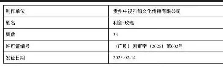 《利剑玫瑰》过审下证 