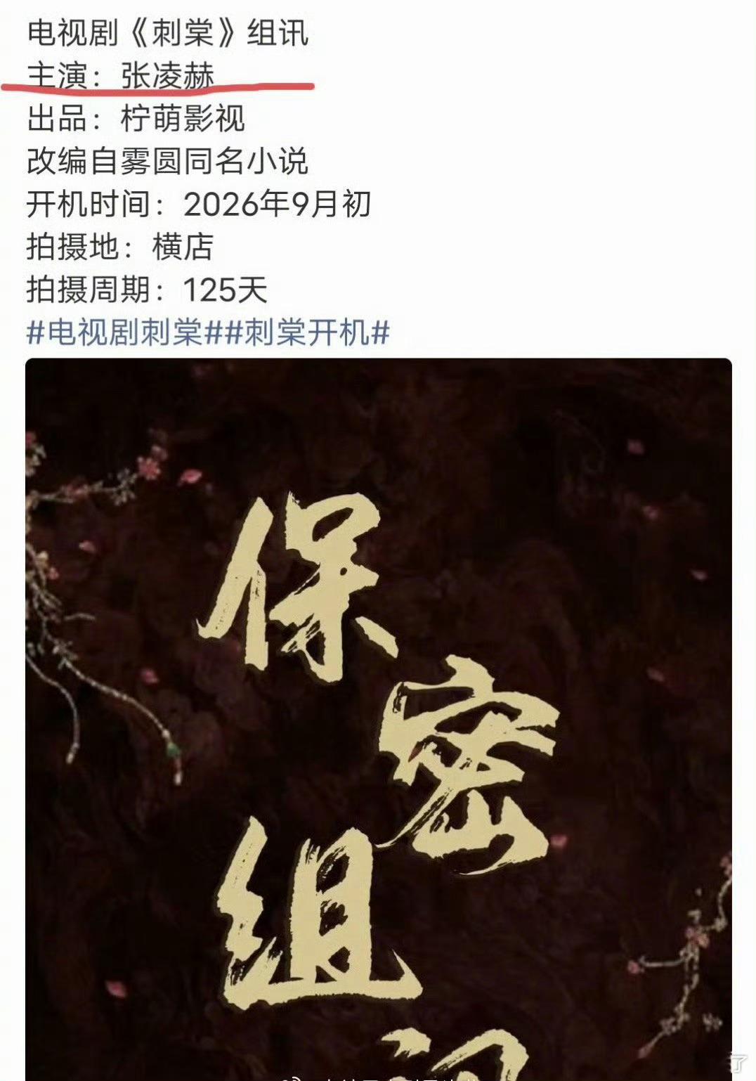 曝刺棠张凌赫单人过会谁还没看《刺棠》最新消息！张凌赫单人剧本过会，女主暂未确定。
