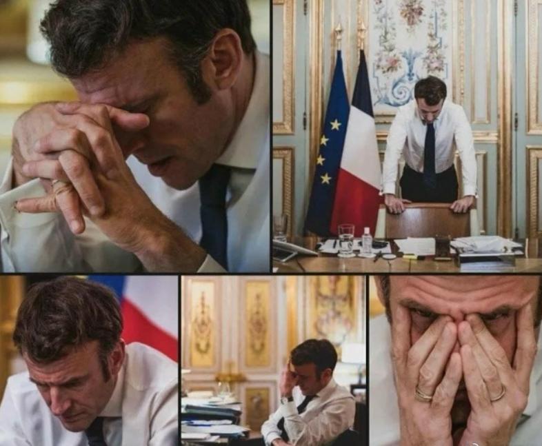 小马哥愁的憔悴了很多。

马克龙表现出来一软一硬的态度，软的方面，马克龙对美国在