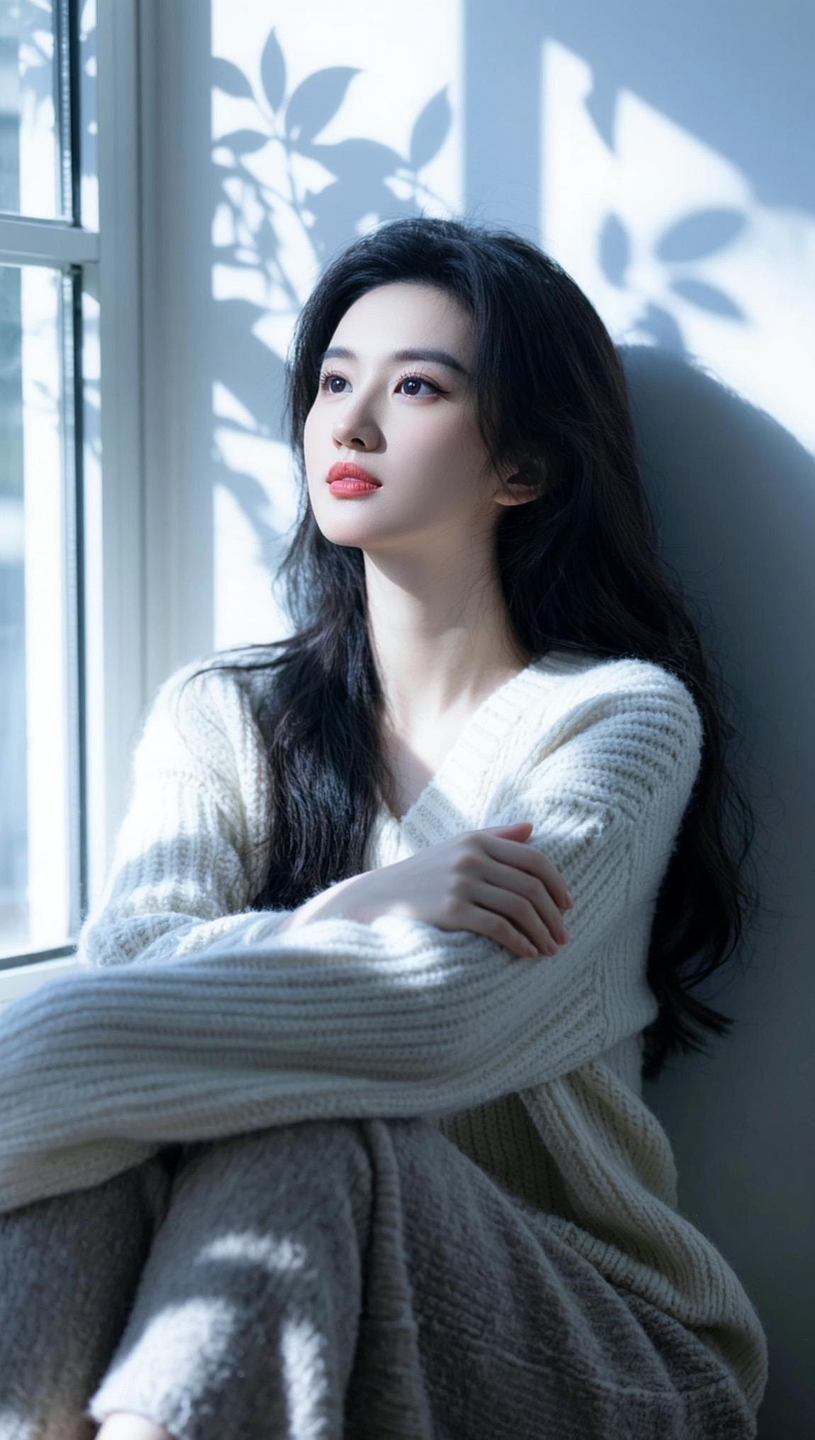 抖音ai创作 美女 毛衣 穿搭 日常