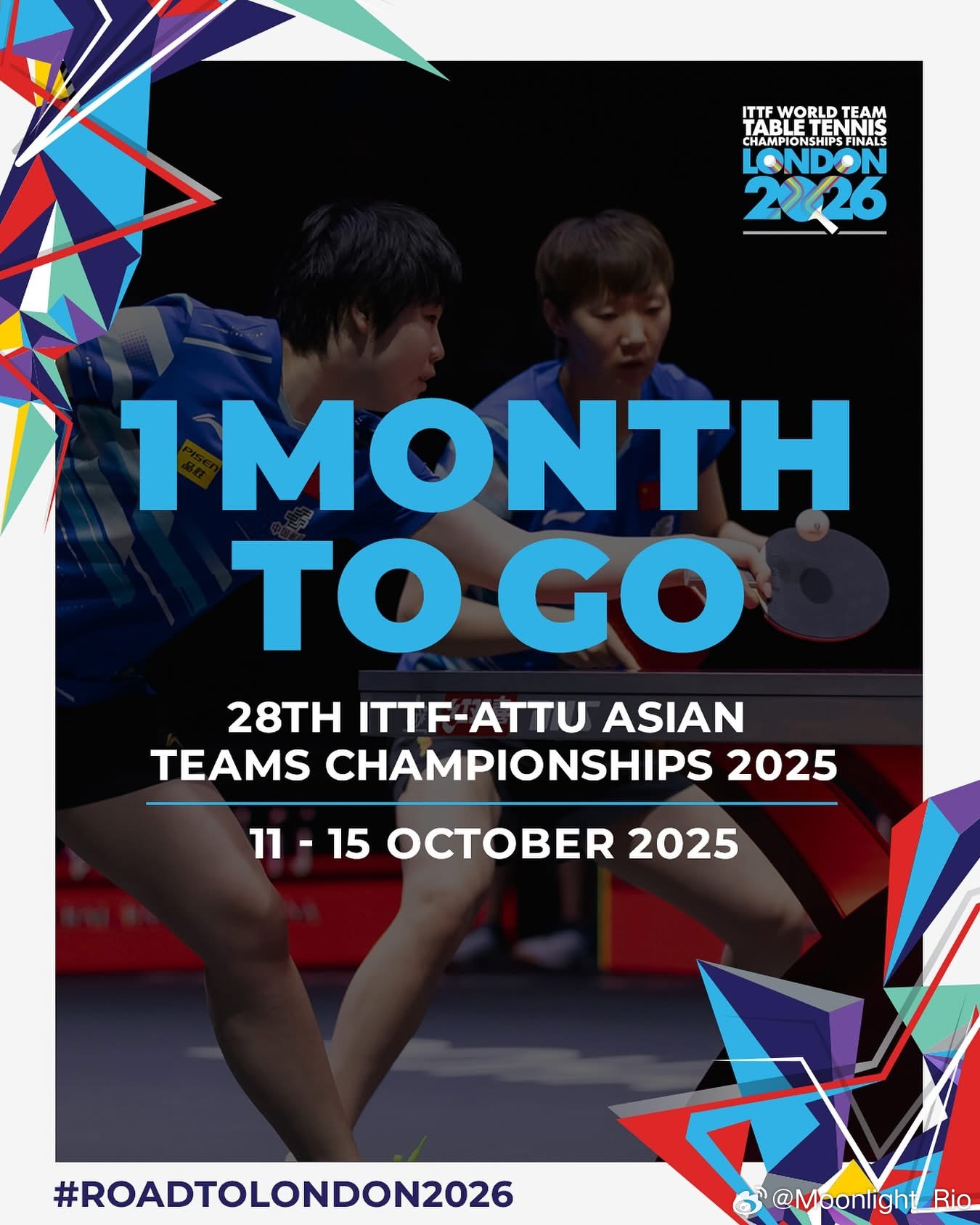 ⏳倒计时一个月！10月11日至15日，ITTF-ATTU亚洲团体锦标赛将举行。来