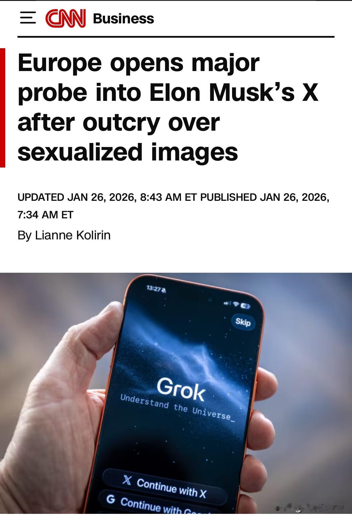 马斯克的Grok，大概率会被欧盟进行重罚吧，毕竟欧美之间的关系也如此。
   欧