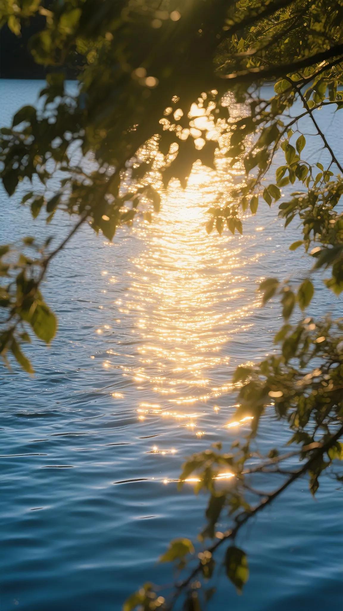 你们拍过这样的照片吗？
站在湖畔，眼前的景色如诗如画。夕阳西下，金色的光辉洒在湖