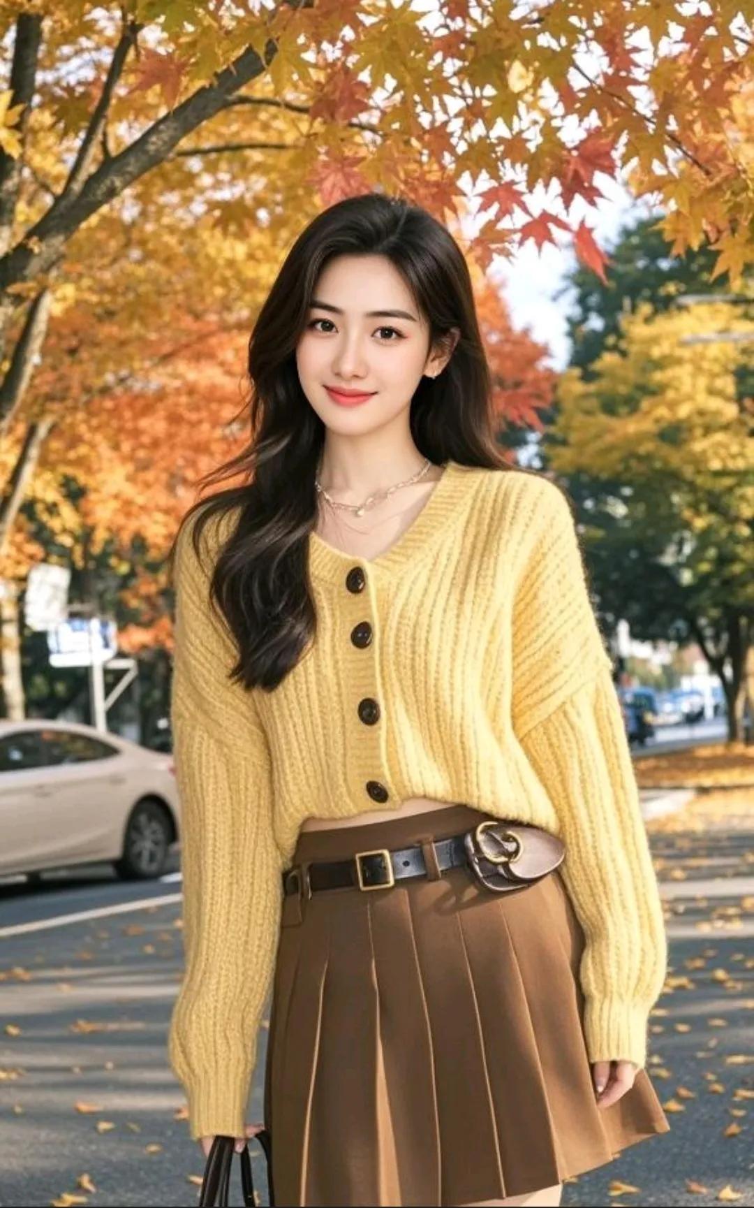 秋日暖阳下，甜美少女穿搭，暖心又时尚！🍂💖
