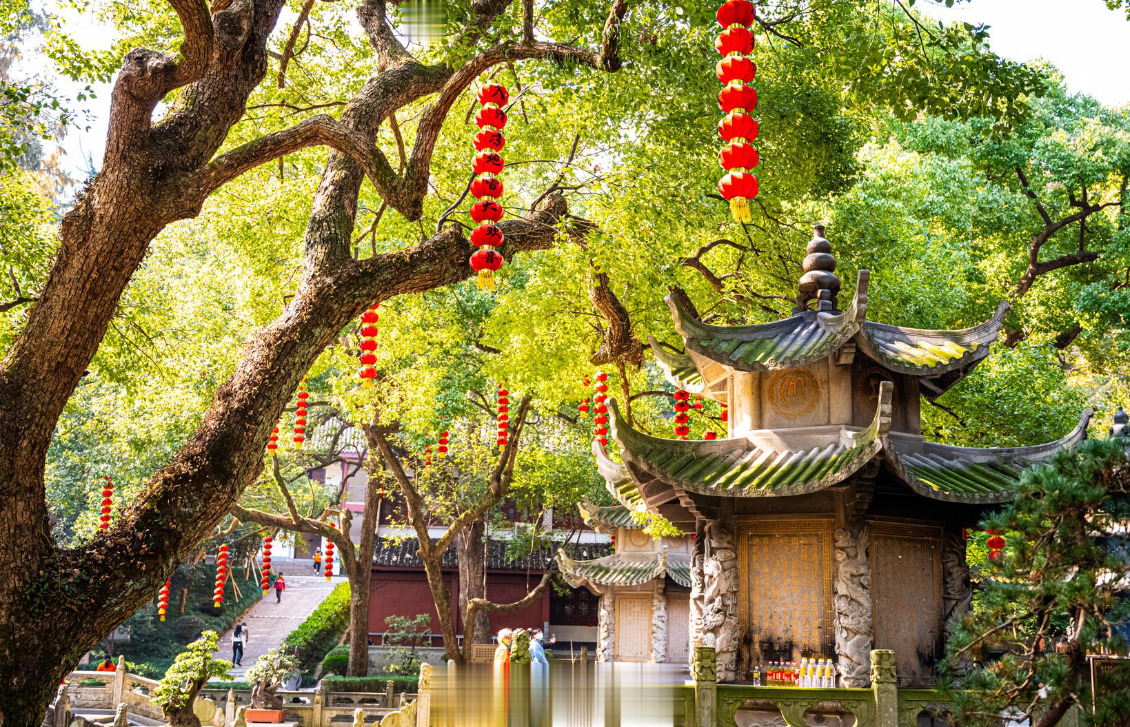 杭州法喜寺位于西湖以西，绿荫环抱的上天竺，寺庙沿山势层叠而上，虽不大但安静空灵，