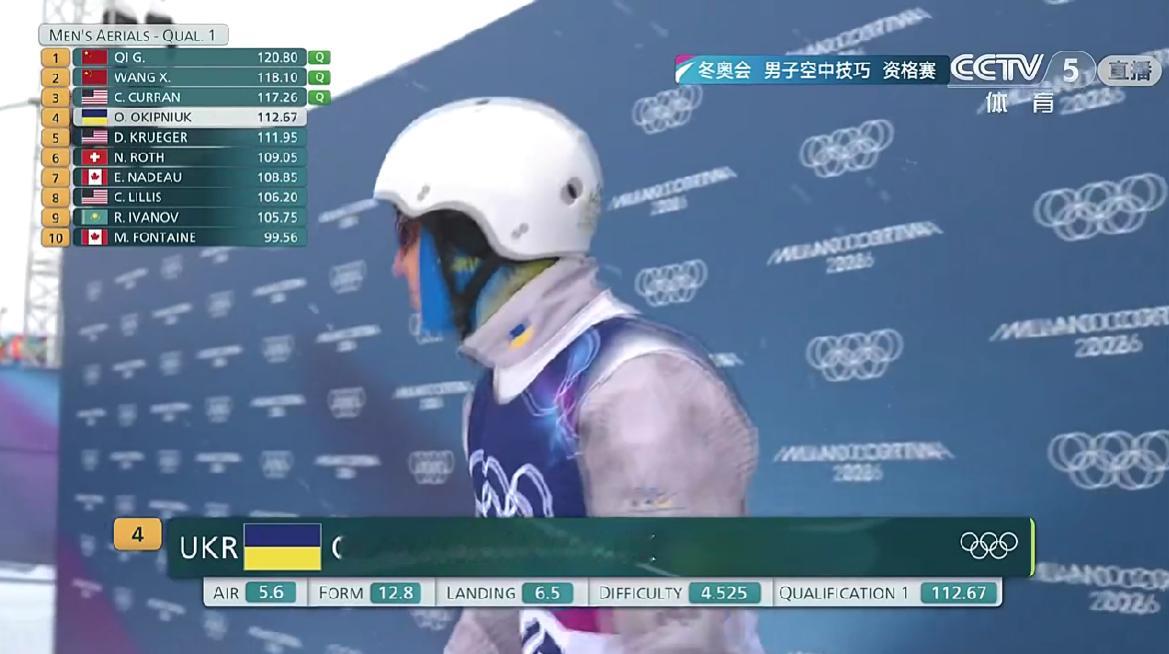 自由式滑雪男子空中技巧资格赛第一轮这个前4还是很激烈的~~雪开始下大了希望别影响
