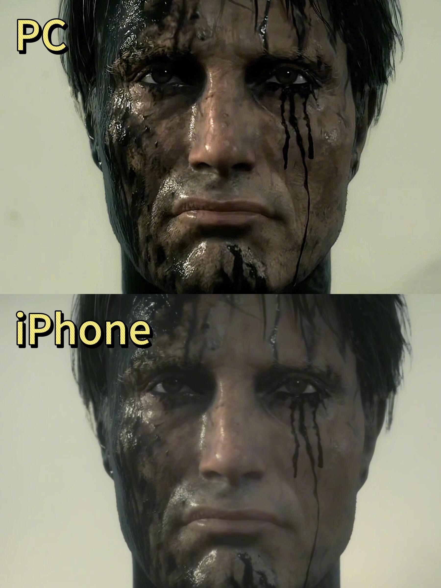 真的有人用手机玩死亡搁浅吗iPhone与PC的游戏画质对比： 