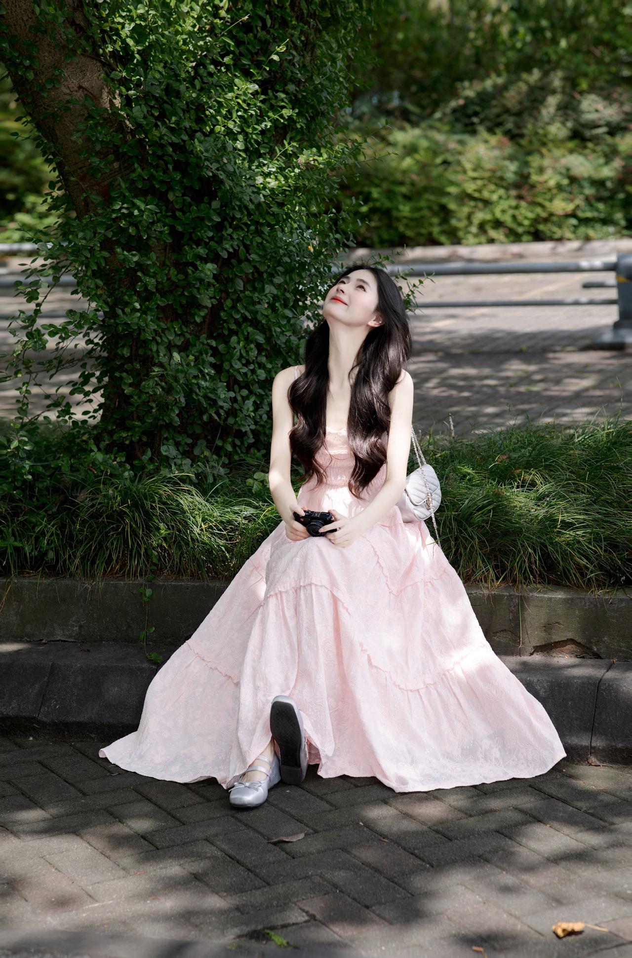 超绝仙女裙 粉色长裙 裙子控 小个子穿搭 连衣裙