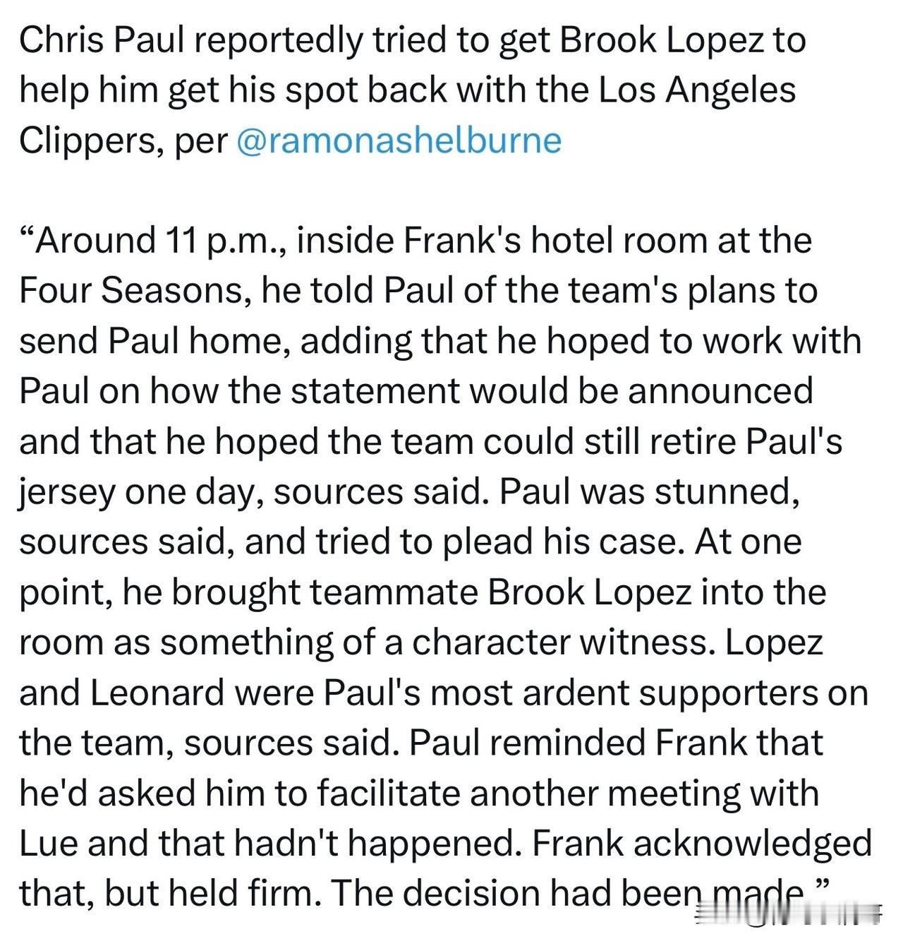 快船和保罗分手内幕曝光！！！保罗试图寻找重返快船的机会，但是被拒绝了！

保罗被