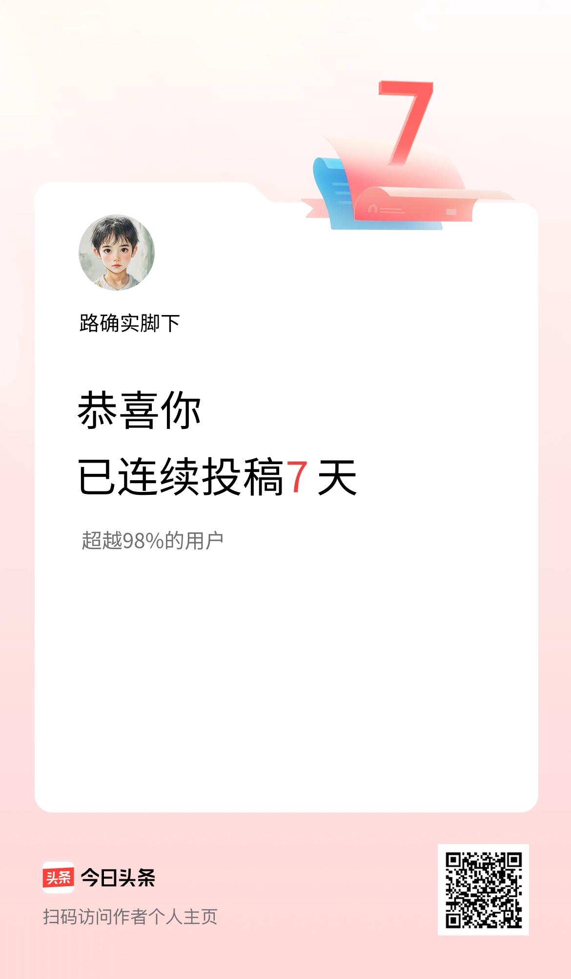我在头条连续投稿7天