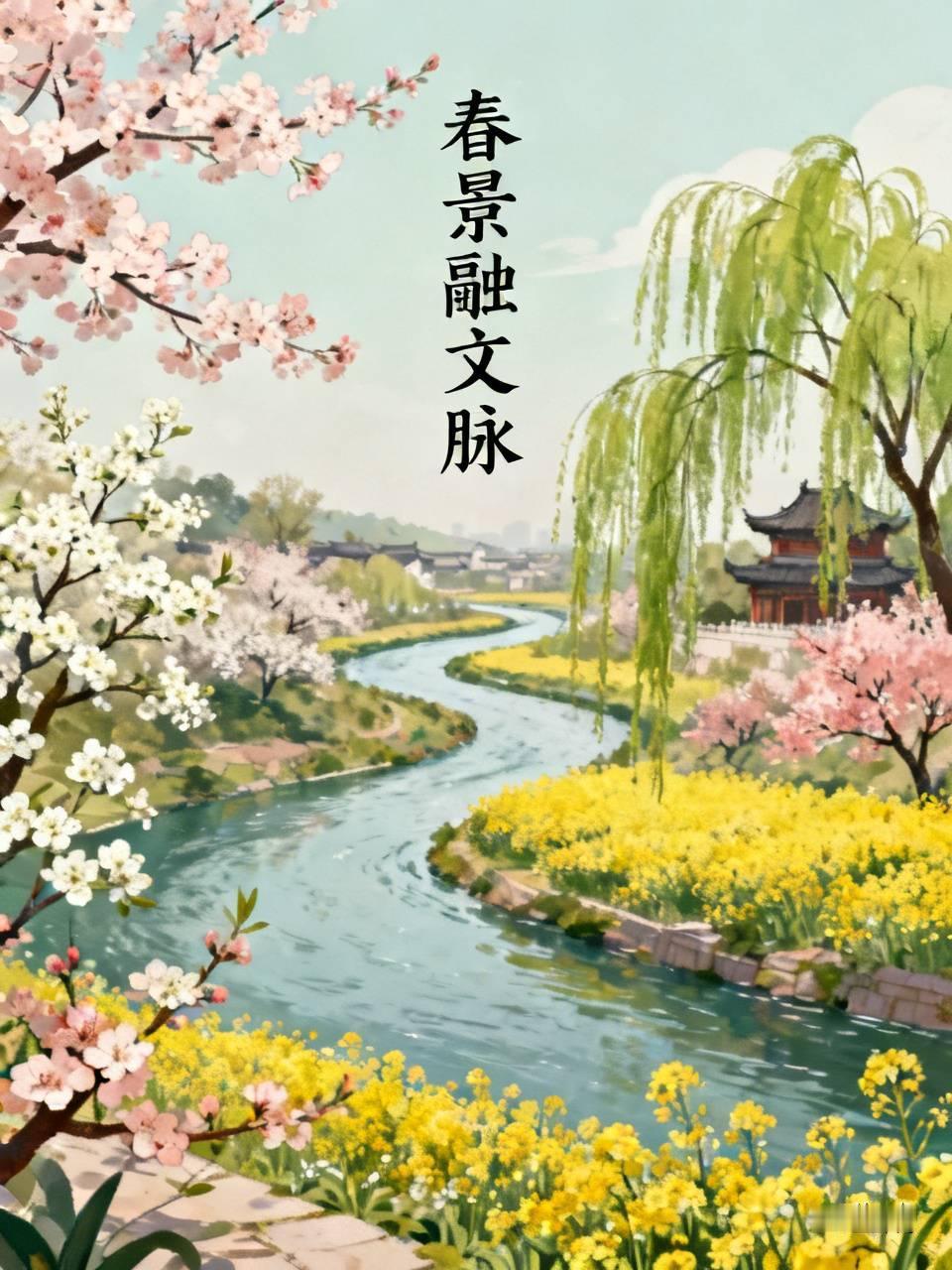 春日盛景，宛如一幅绚丽画卷。就像修文大地，春和景明时，樱花、玉兰花、油菜花等百花
