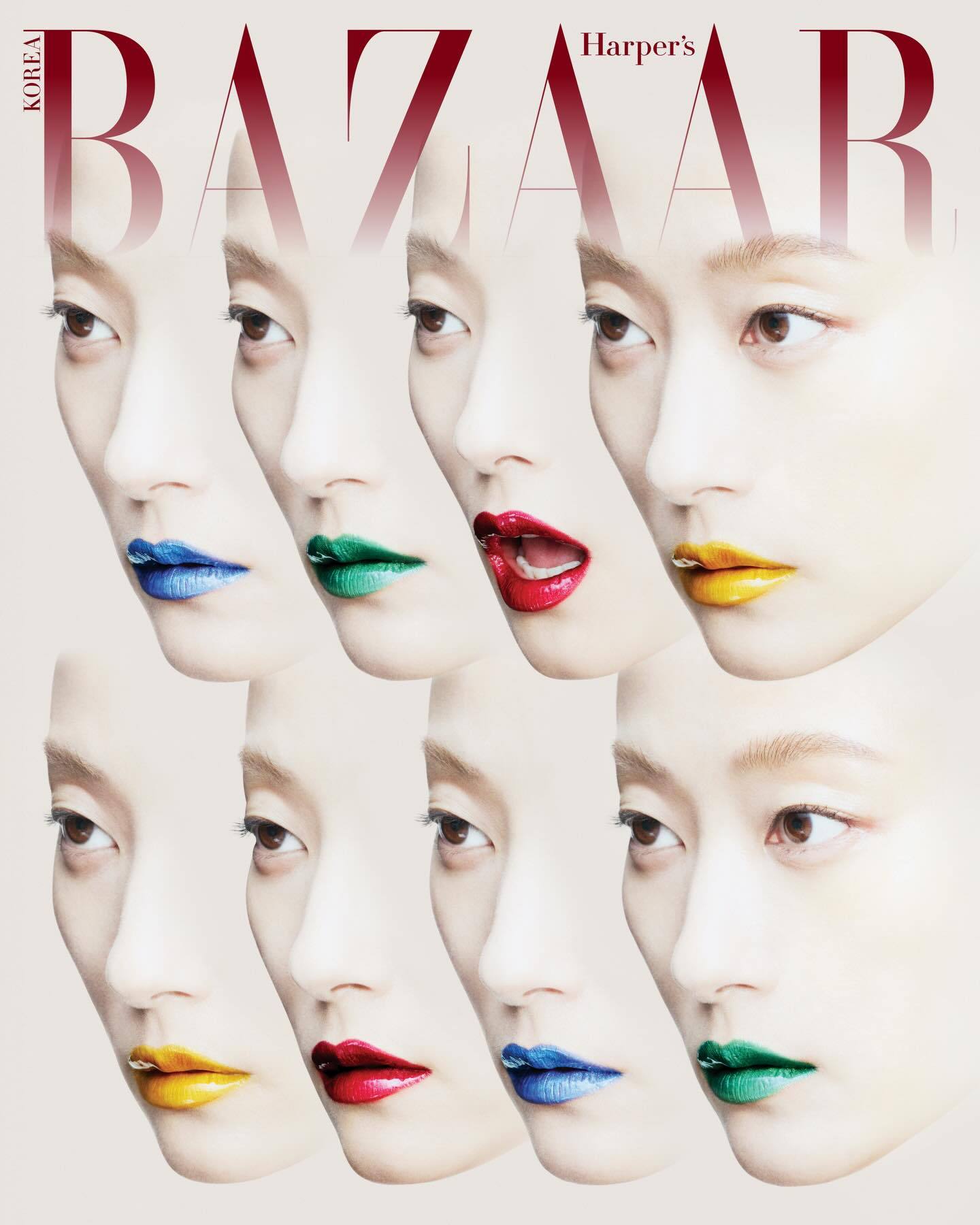 韩版BAZAAR一月刊制作的一组美妆特辑封面，邀请模特 Jihye Park作为